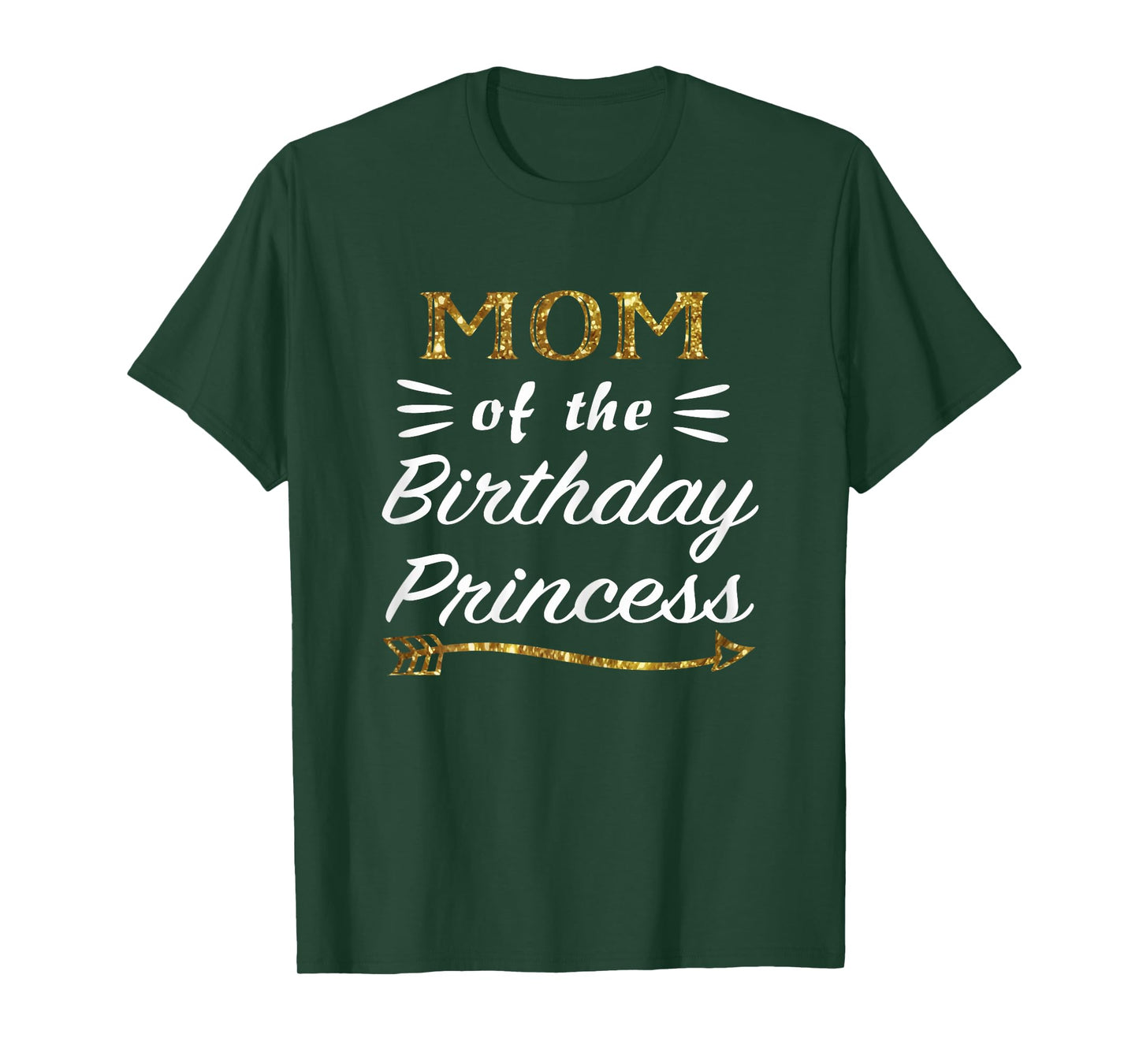 Mom of the Birthday Princess Matching Family Gold Design T-Shirt