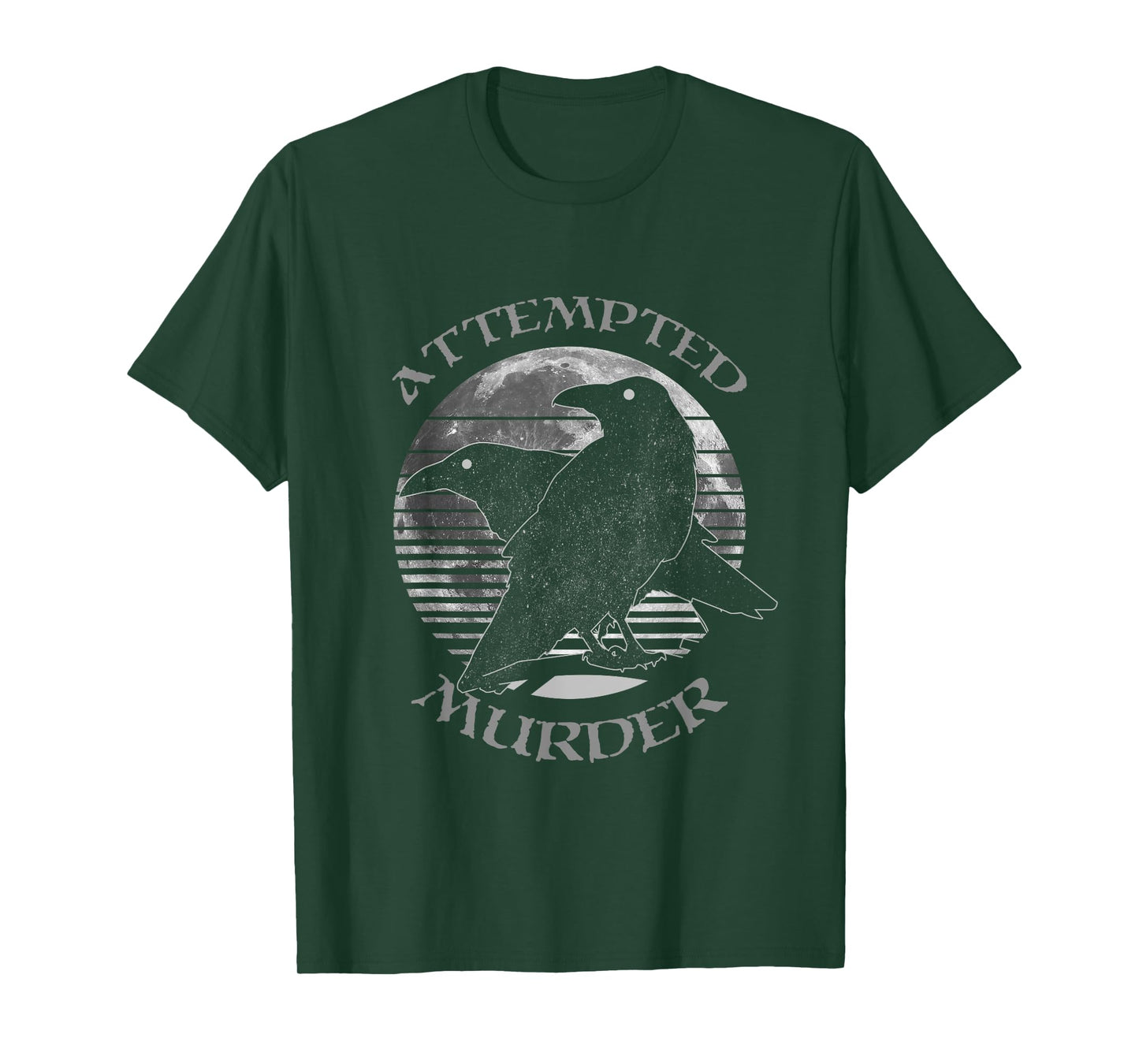 Raven Crow Attempted Murder Retro Moon Wiccan Pagan Gift T-Shirt