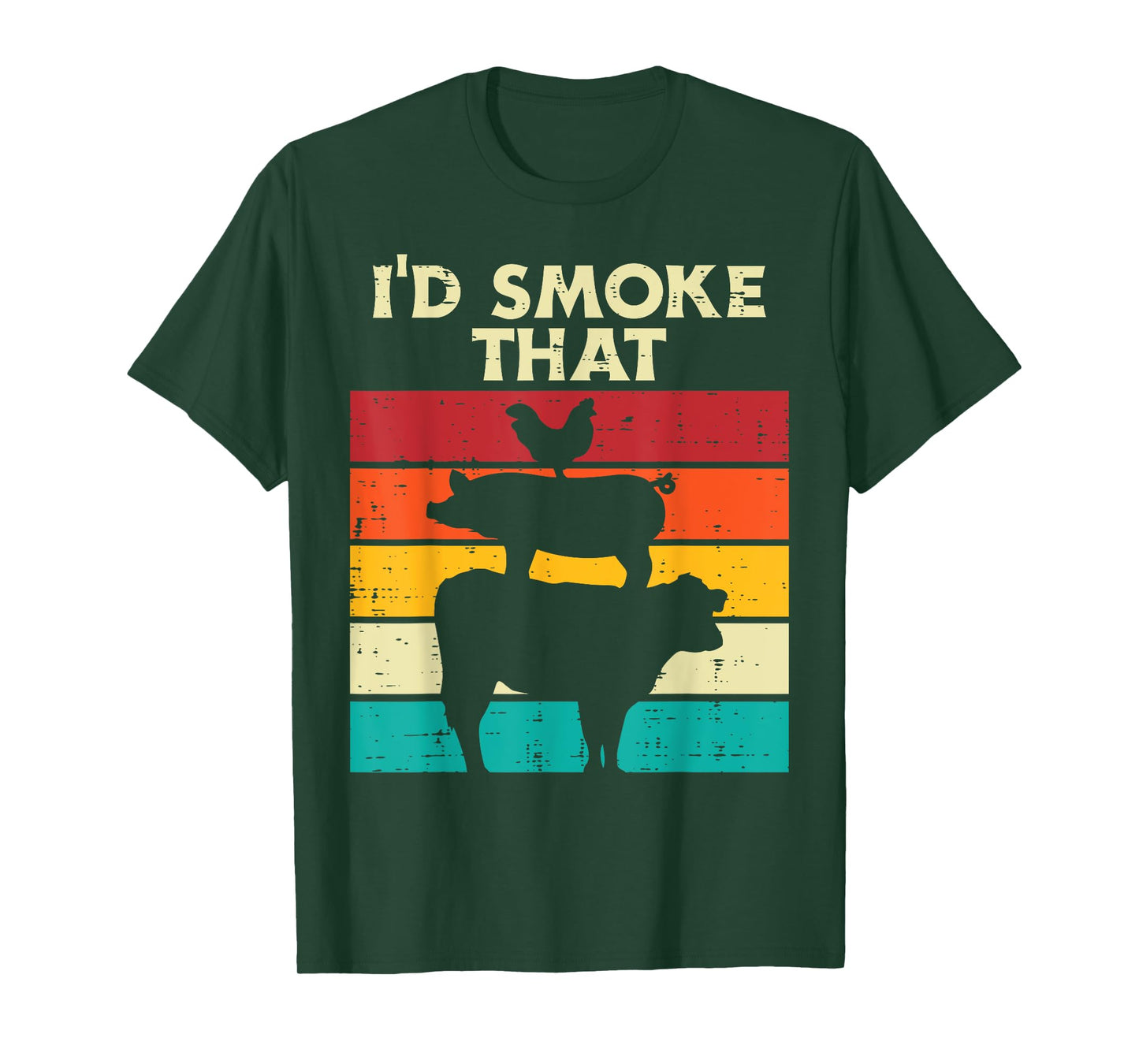 Id Smoke That Chicken Pork Beef Retro Meat Smoking Bbq Grill T-Shirt