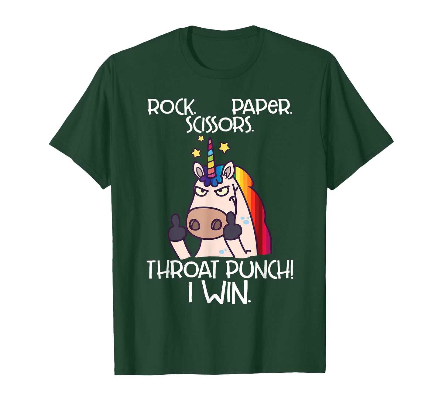Rock Paper Scissors Throat Punch I Win Funny Unicorn Shirt T-Shirt