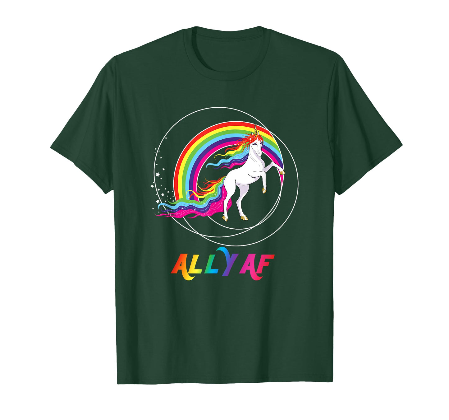 Proud Ally AF Gay Pride Allies Rainbow Pride Flag Unicorn T-Shirt