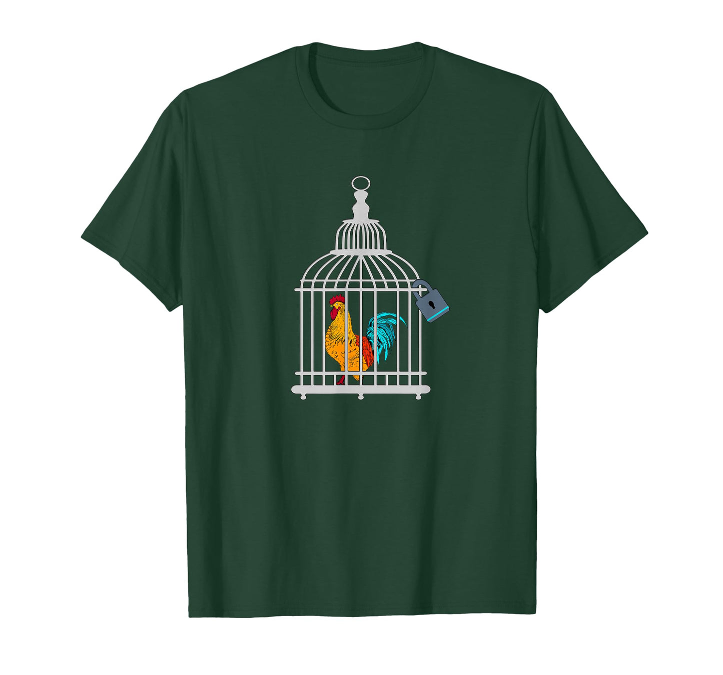 RED ROOSTER COCK MALE CHASTITY Chicken in Cage T-Shirt