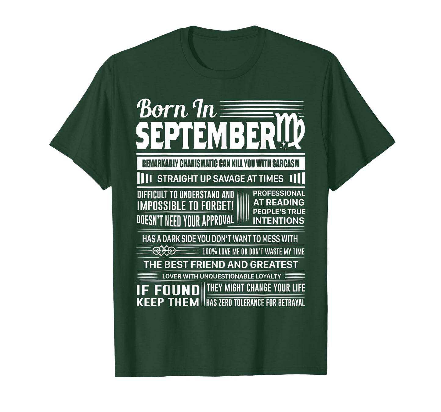 Born In September Virgo Funny Birthday Gift T-Shirt