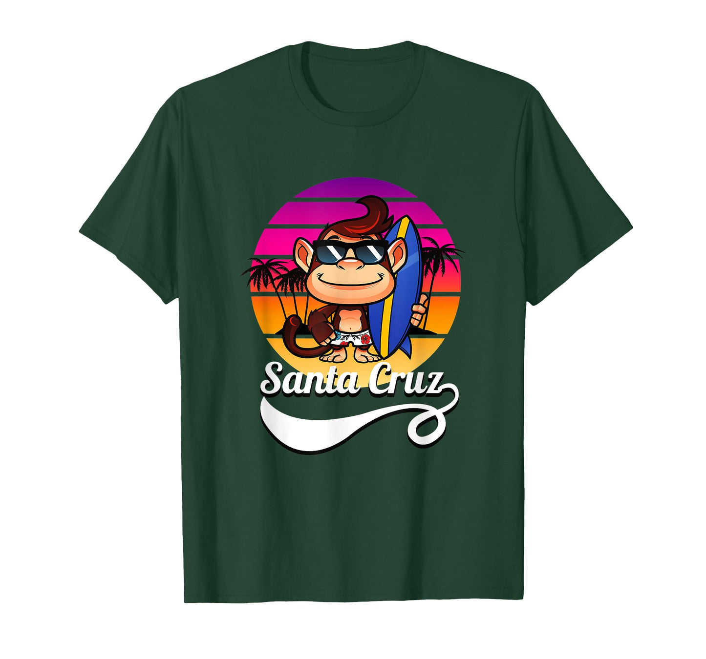 Surfer Monkey Santa Cruz California Retro Sun Fun T-Shirt