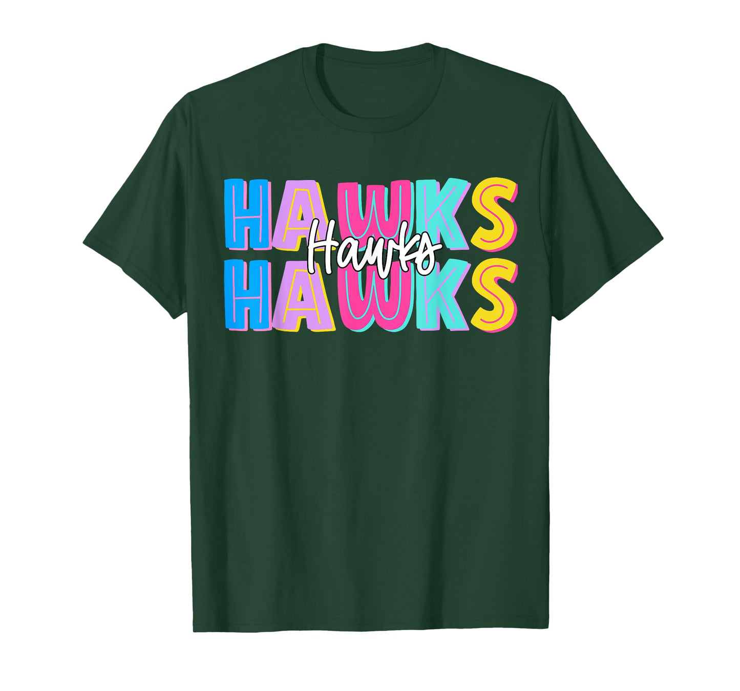 Hawks School Sports Fan Team Spirit T-Shirt