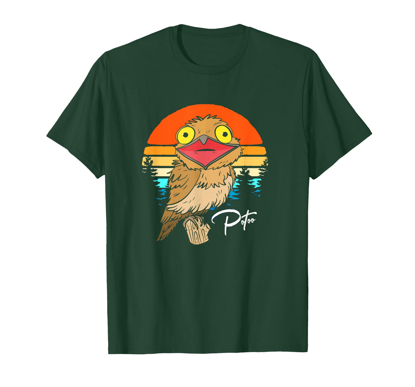 Retro Sunset Potoo Lover Potoo Bird Face T-Shirt