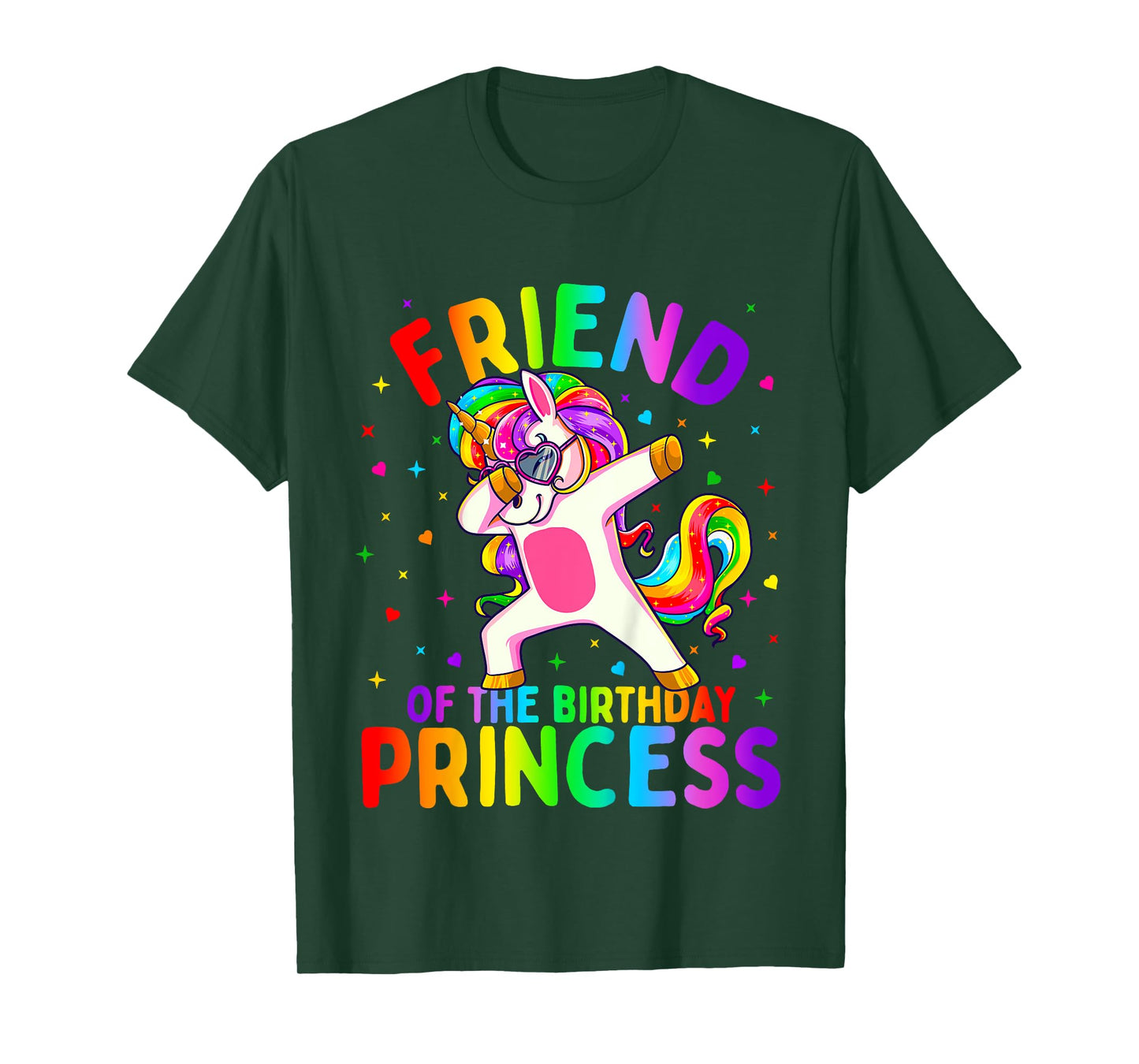 Friend of the Birthday Princess Girl Dabbing Unicorn T-Shirt