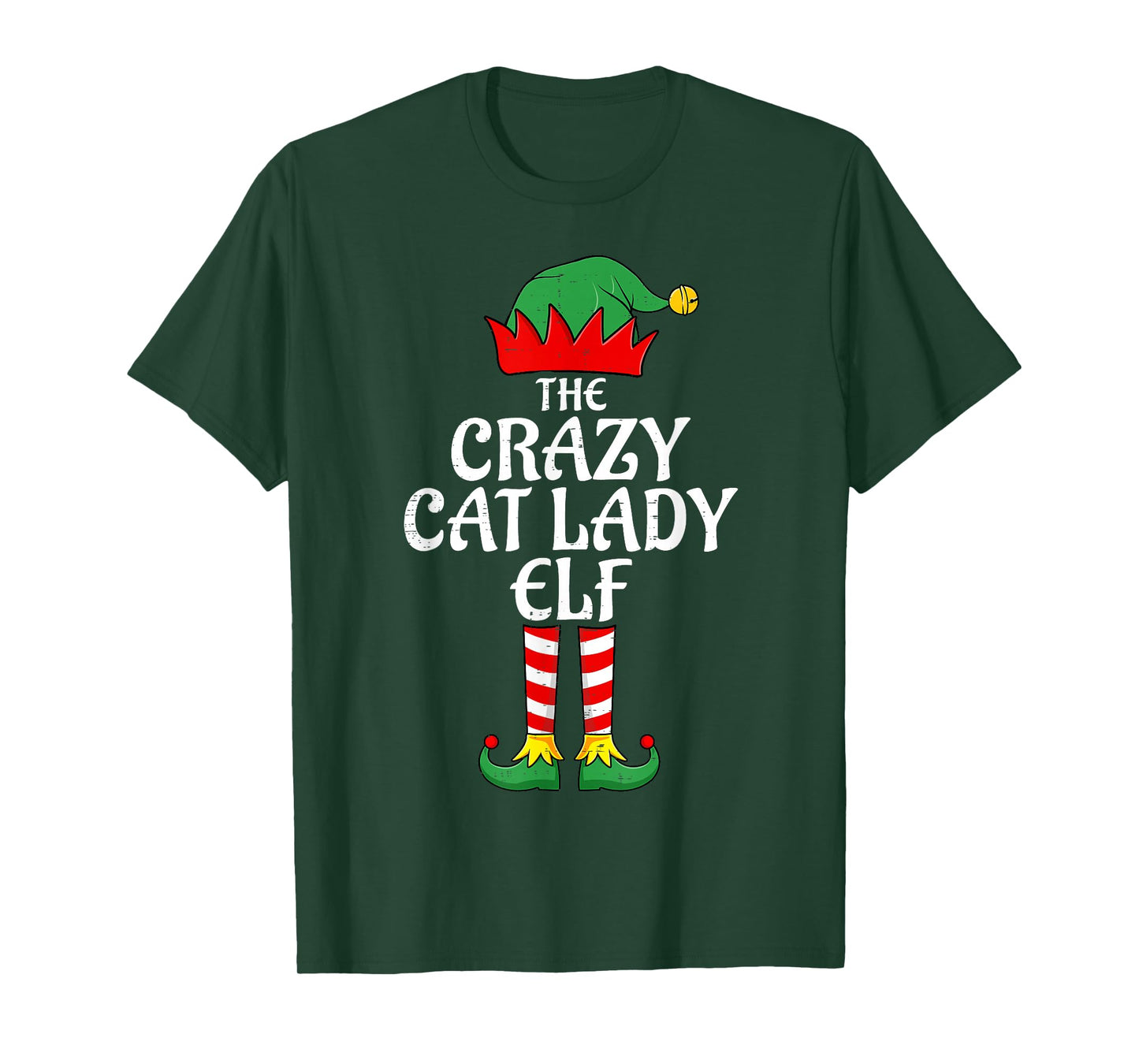 The Crazy Cat Lady Elf Christmas Family Matching Xmas Funny T-Shirt