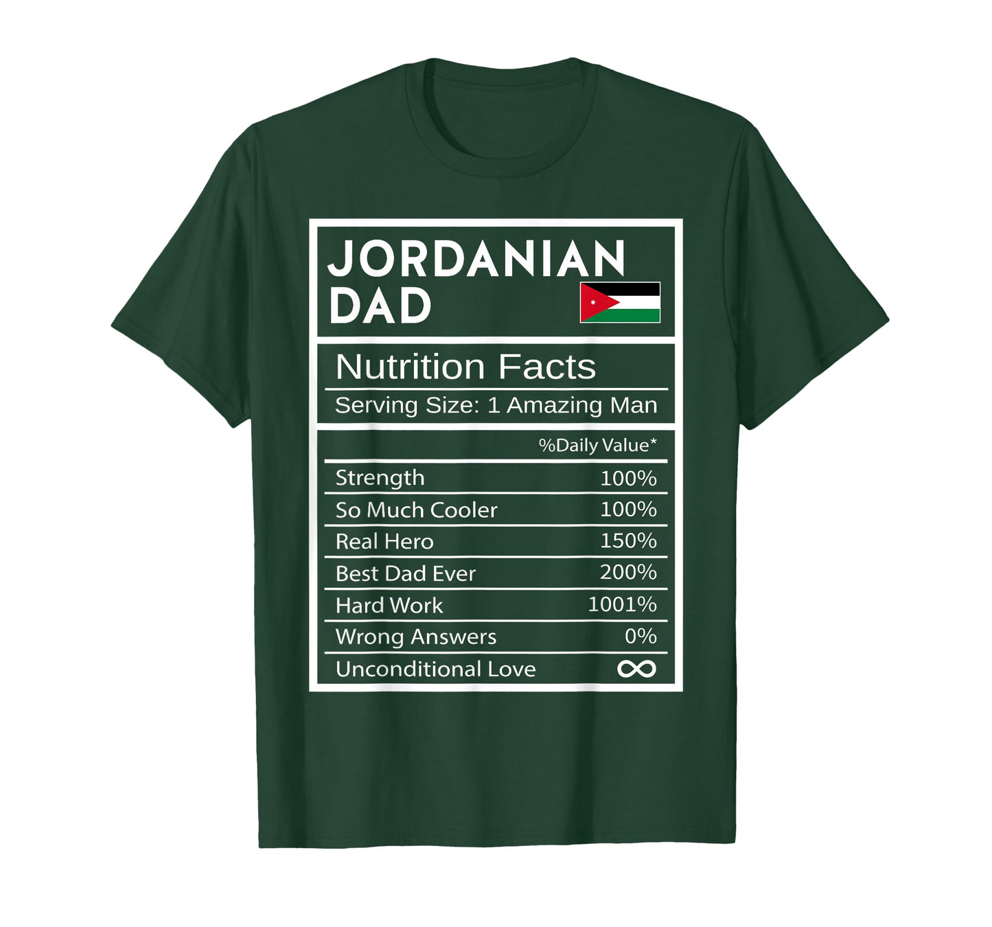 Jordanian Dad Nutrition Facts National Pride Gift For Dad T-Shirt