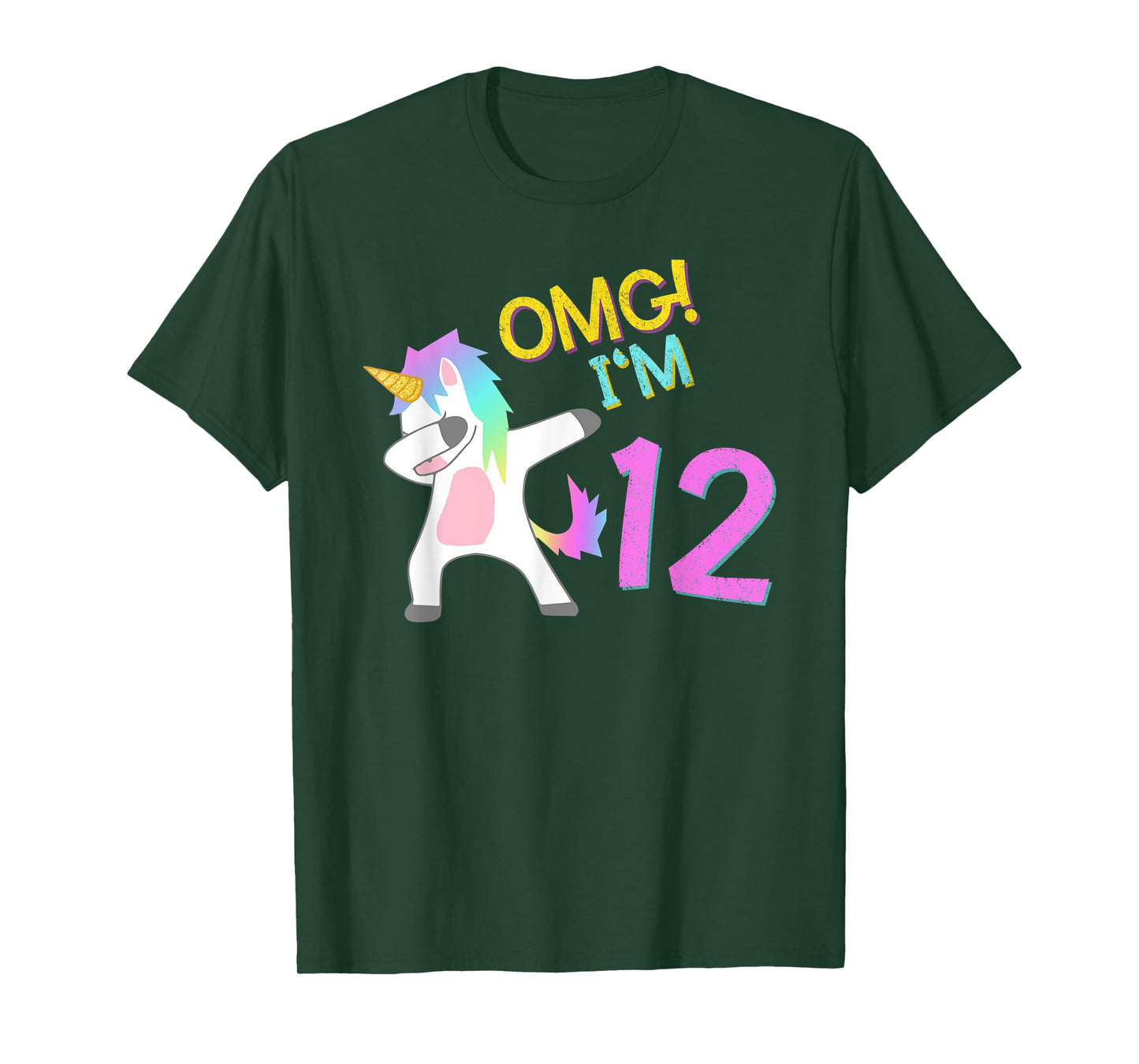12th Birthday Dabbing Unicorn T-Shirt OMG 12 Years old girl T-Shirt