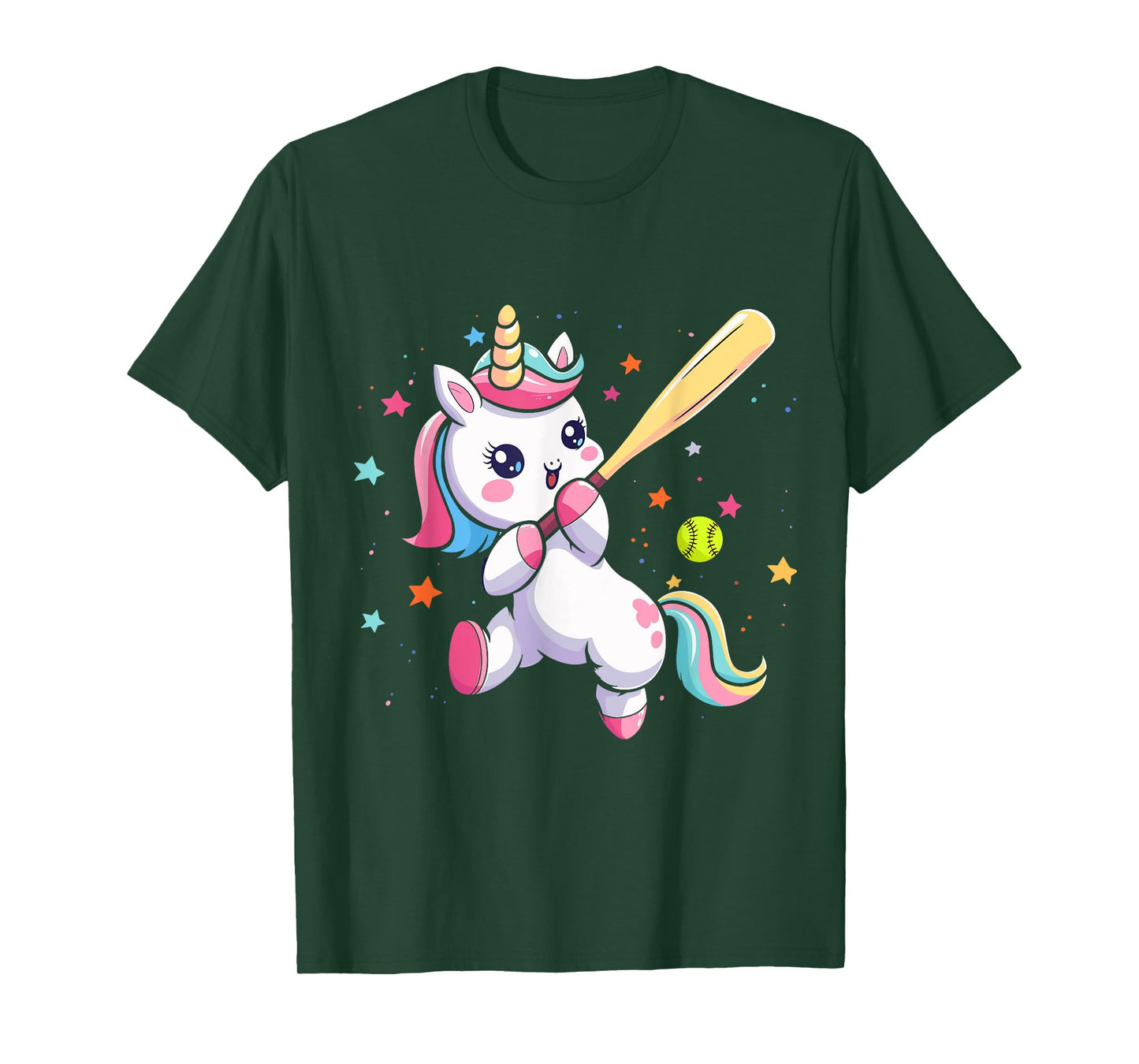 Funny Softball Cute Unicorn Softball Player Teen Girls T-Shirt
