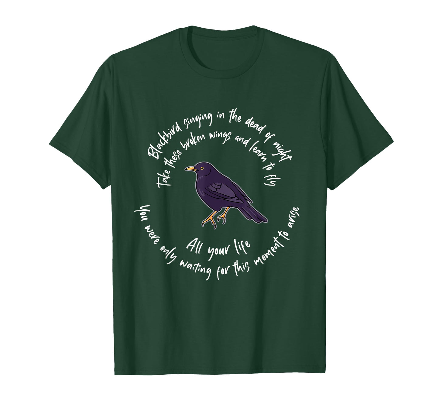 Blackbird Singing Bird Wings Microphone Singer Lyrics Artist T-Shirt