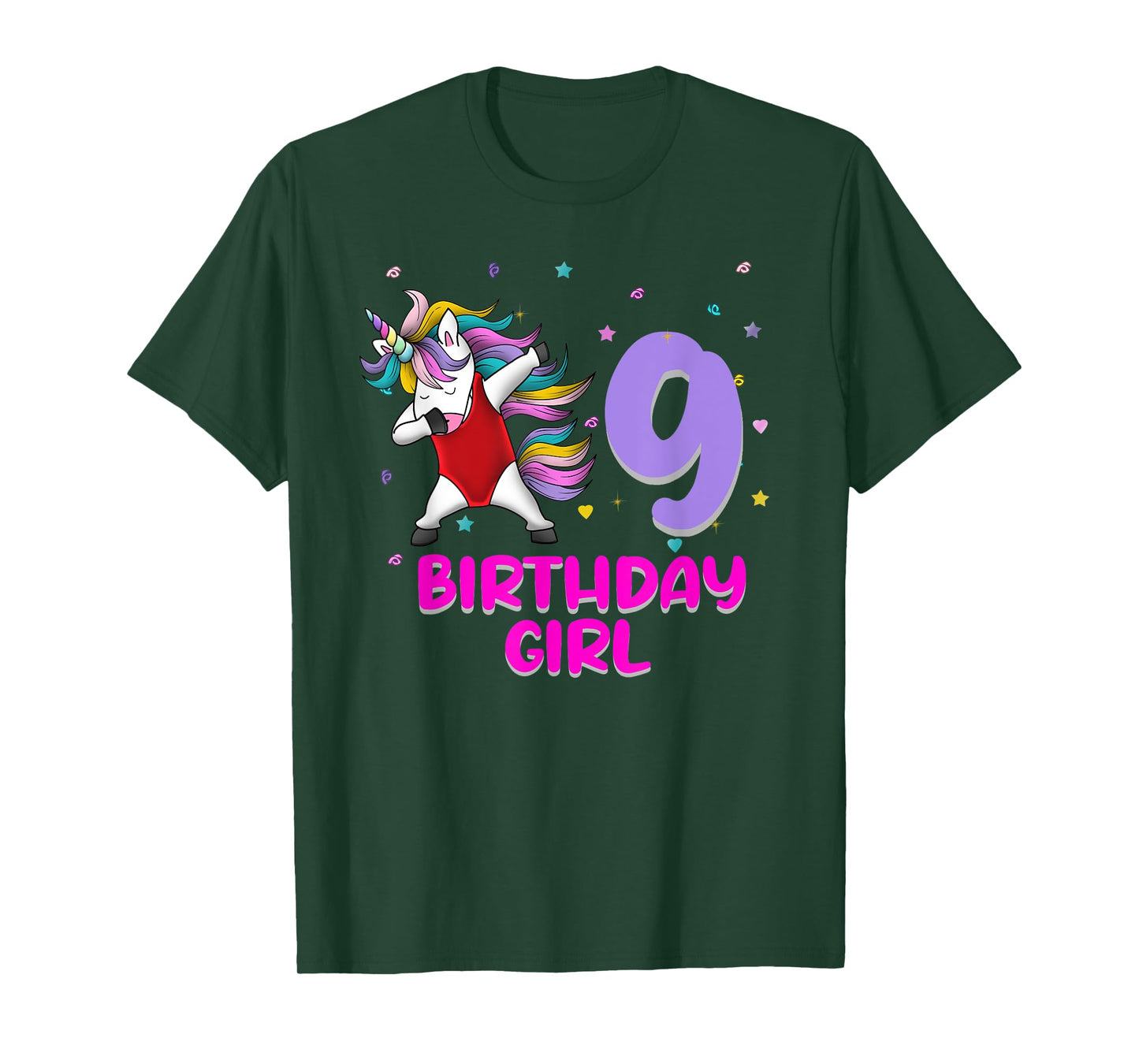 Unicorn Swimsuit 9th Birthday Girl Love Funny 9 Years Old T-Shirt