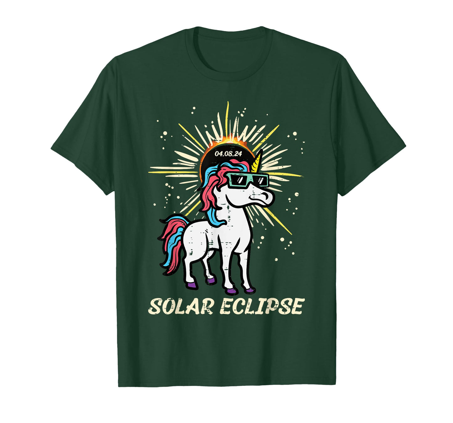 Unicorn Solar Eclipse 2024 Totality April 8 Women Men Kids T-Shirt