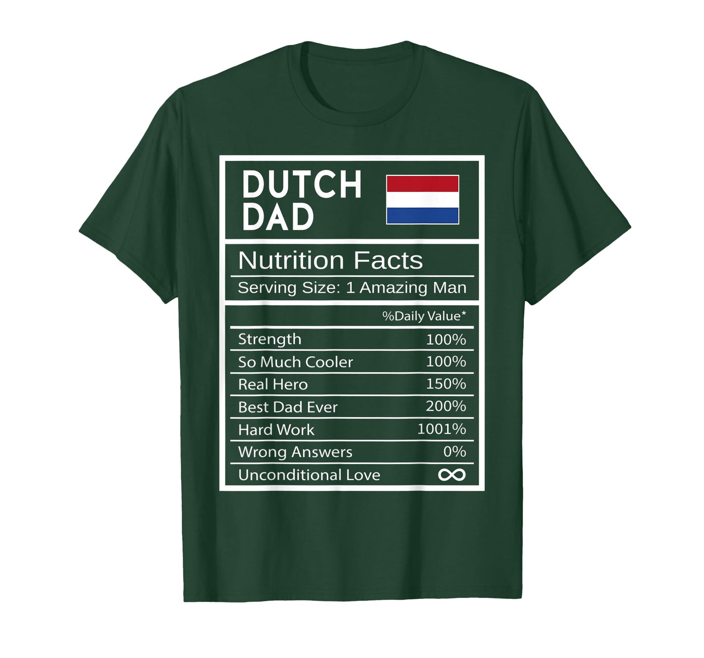 Mens Dutch Dad Nutrition Facts National Pride Gift For Dad T-Shirt