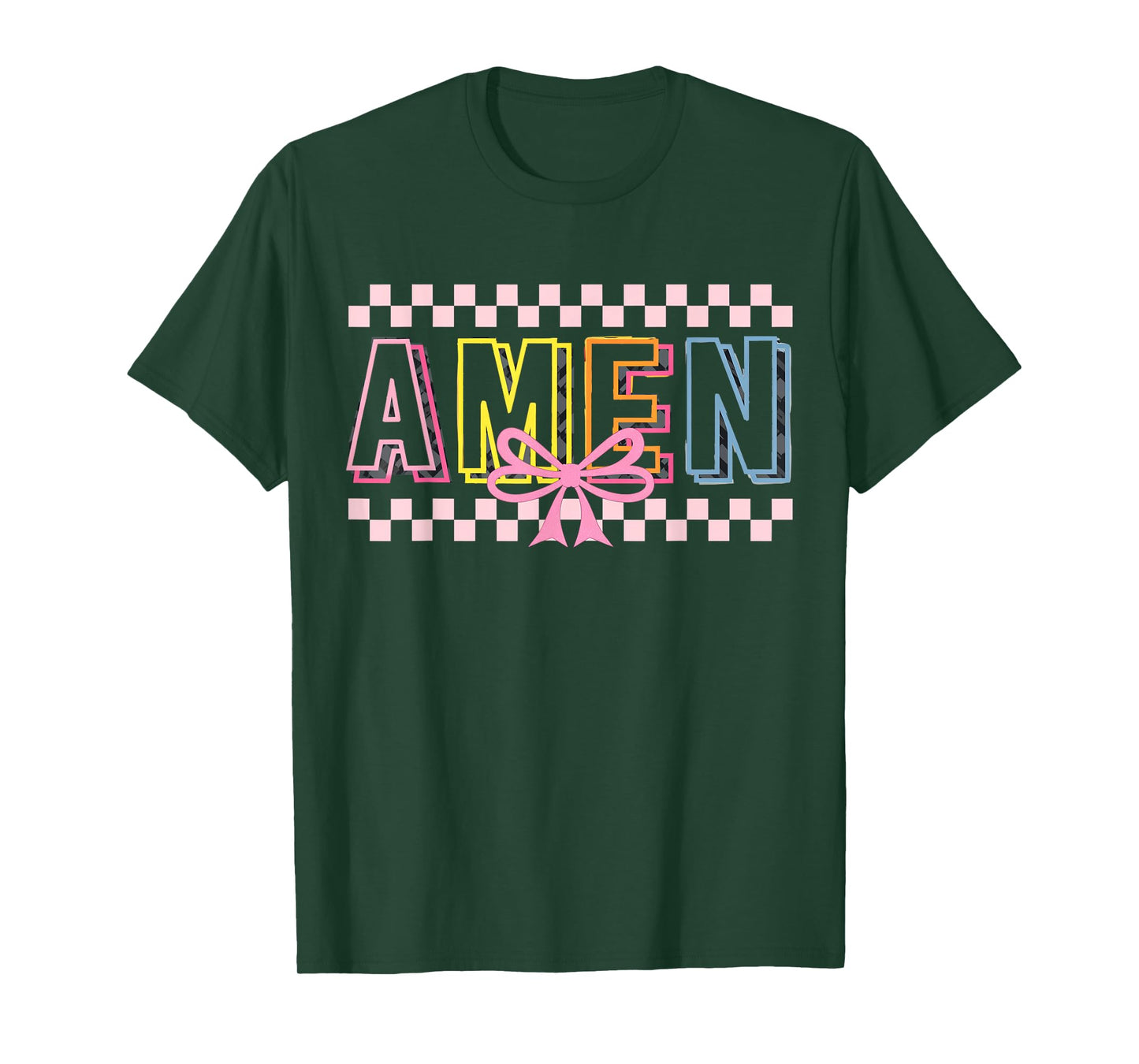 Retro Amen Coquette Bow Jesus Girl Women Happy Easter Day T-Shirt