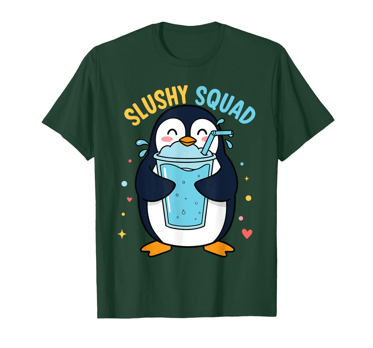 Teens Crewneck Drink Ice Slurpee Slushy Squad Kids Fun T-Shirt