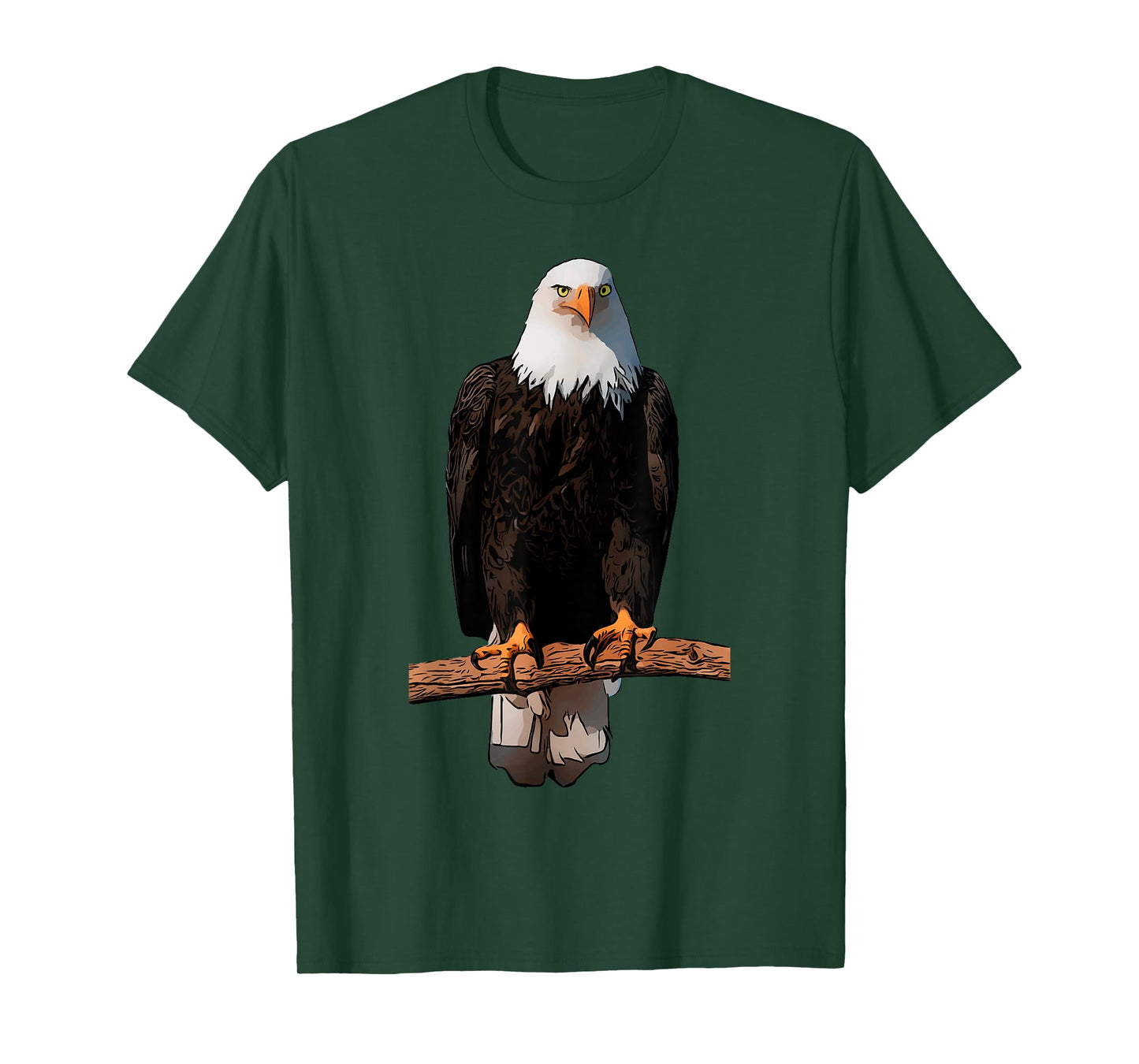 American Bald Eagle Illustration on Branch T-Shirt for Women Kids Men