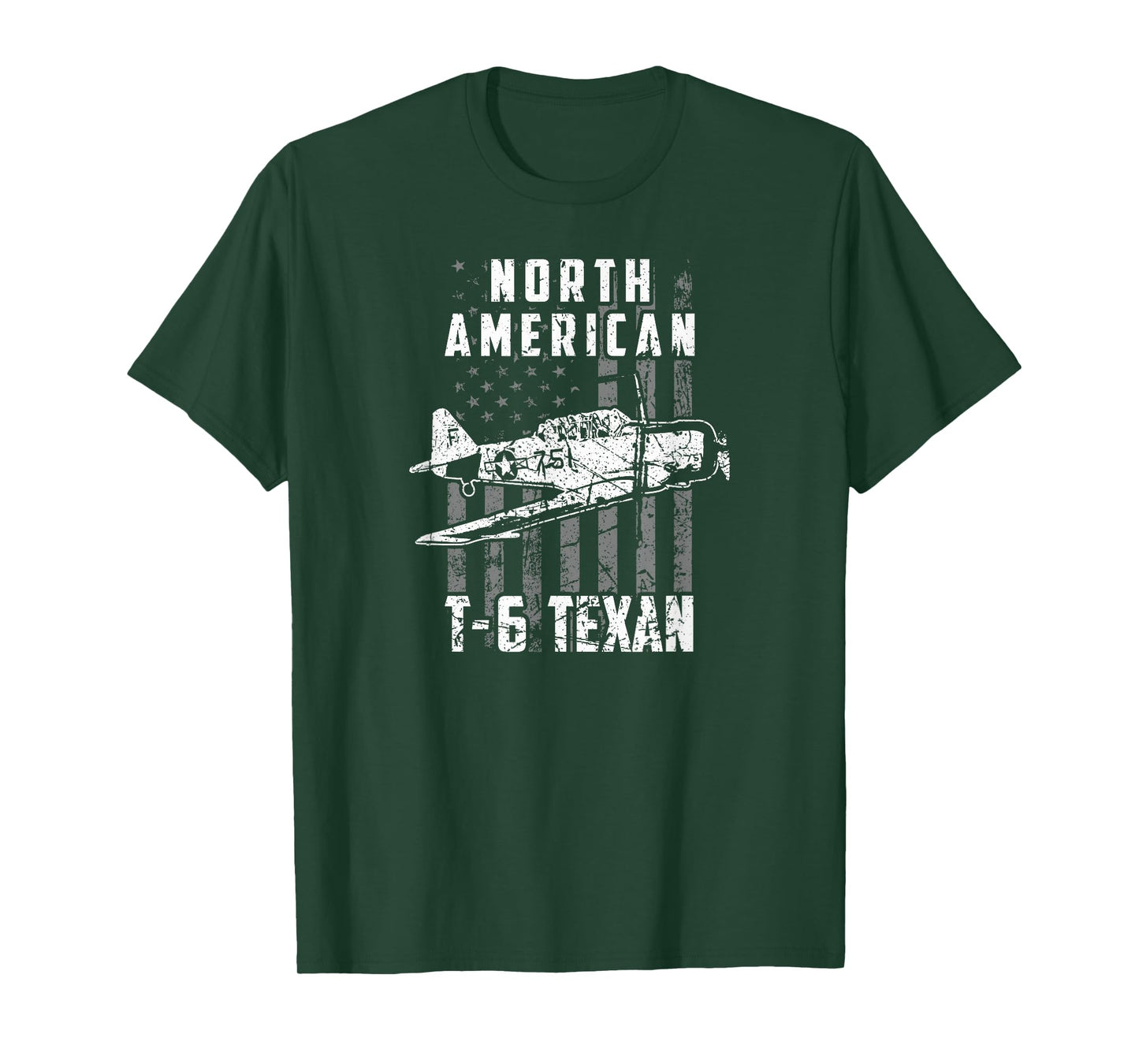 North American T-6 Texan Warbird US Flag Vintage Aircraft T-Shirt
