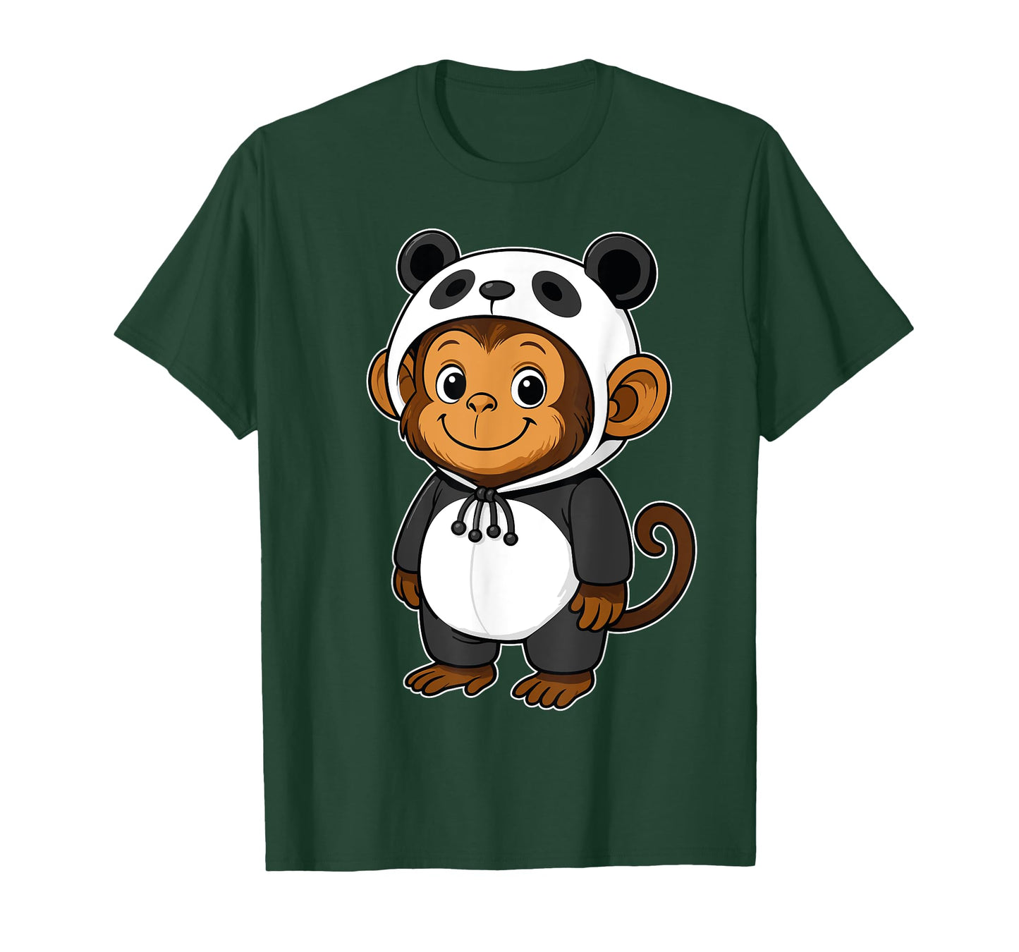 Kawaii Monkey In Panda Costume for Girls kids Monkey Lover T-Shirt