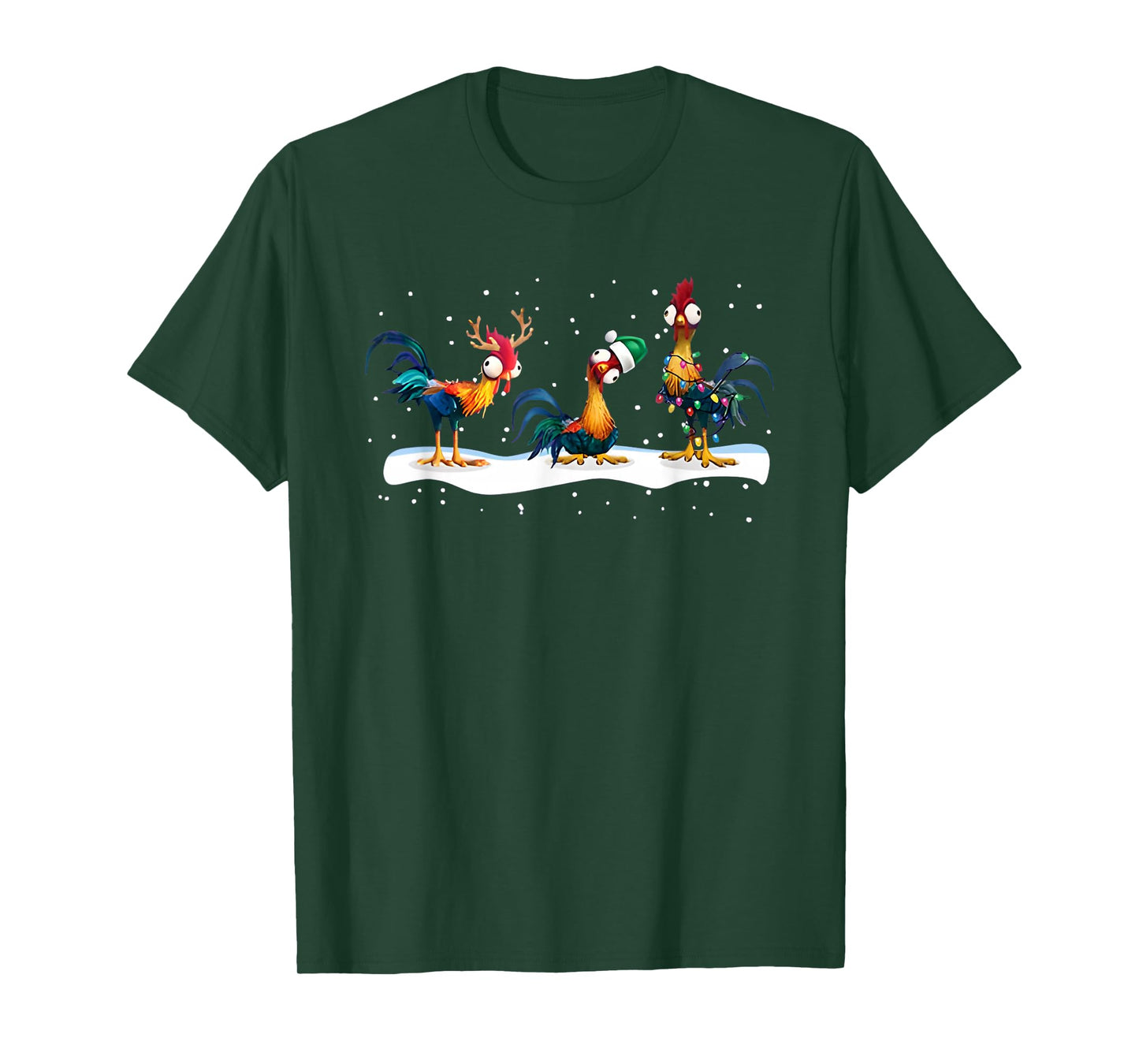 Hei Hei Chicken Christmas T-Shirt - Unisex, Black, Short Sleeve, Small
