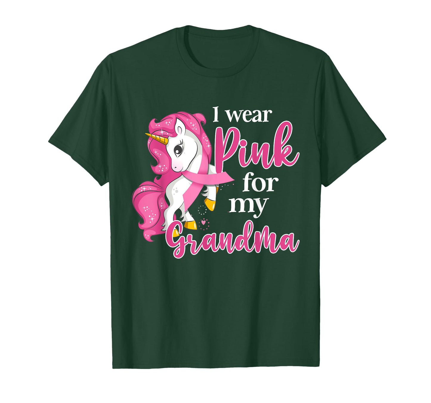 I Wear Pink For My Grandma Unicorn Breast Cancer Awareness T-Shirt
