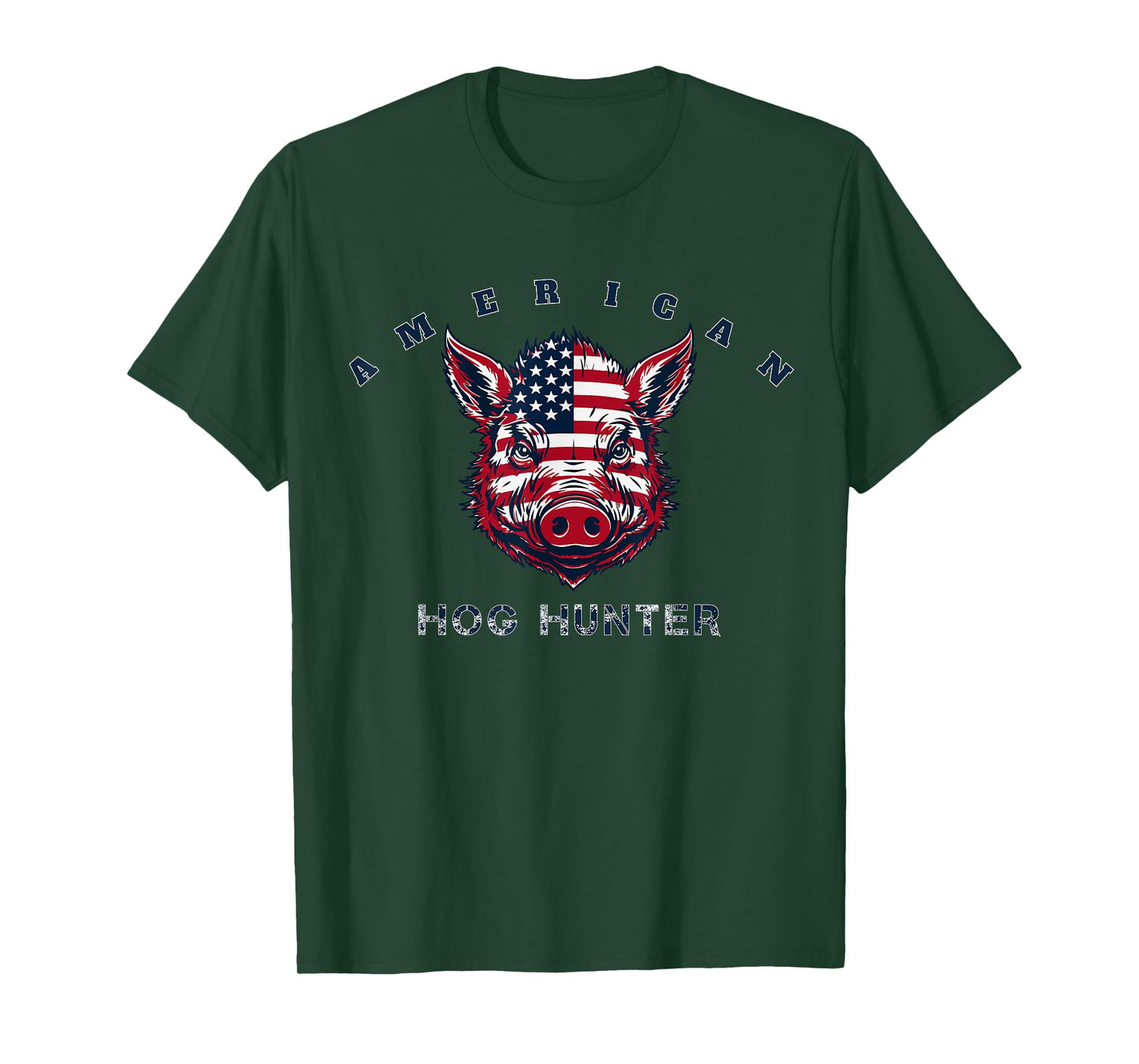 American Hog Hunter Wild Razorback Boar Hunting USA Flag Art T-Shirt