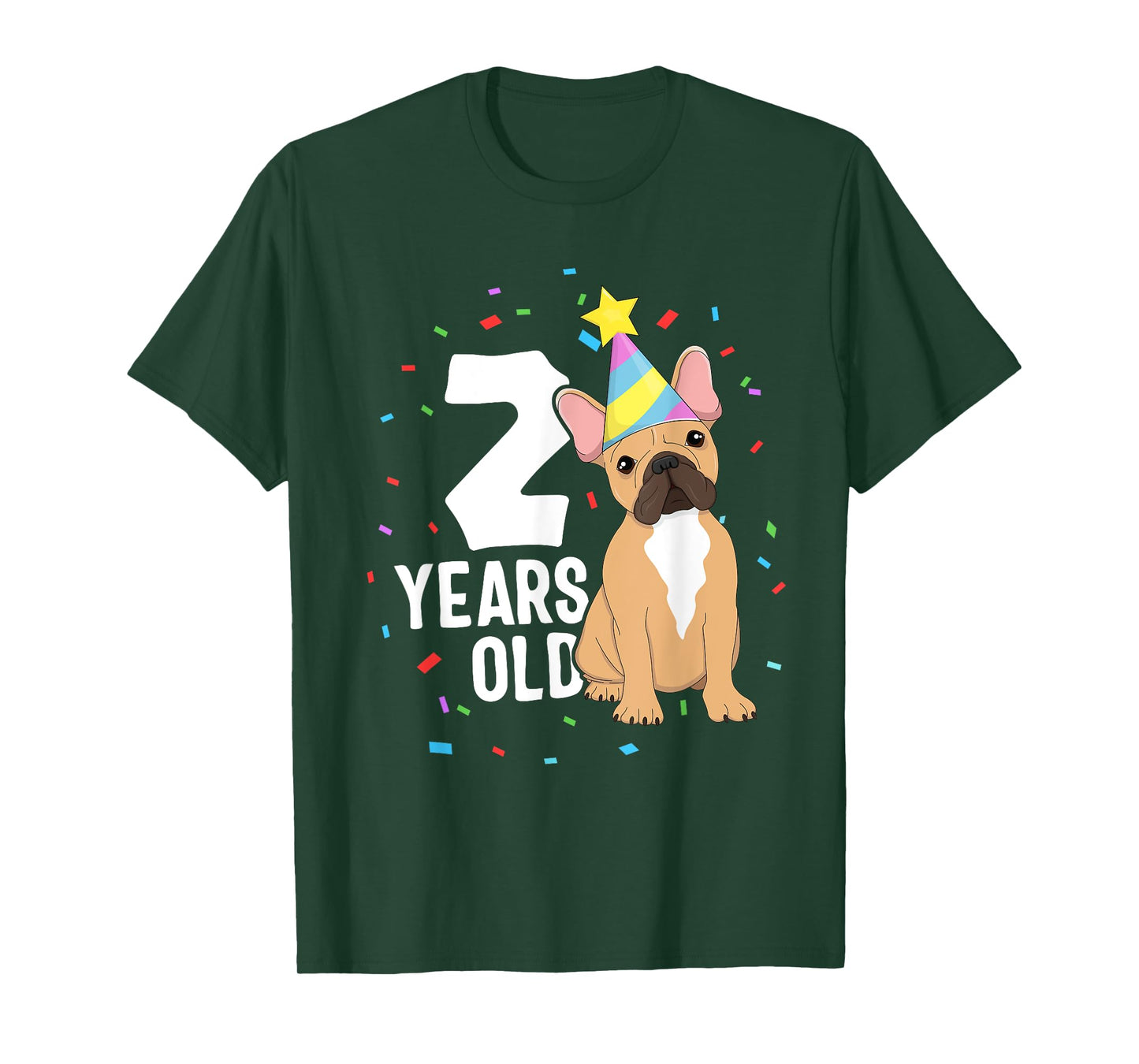 2 Years Old Birthday Outfit French Bulldog Dog Party 2nd Men Women Kids T-Shirt