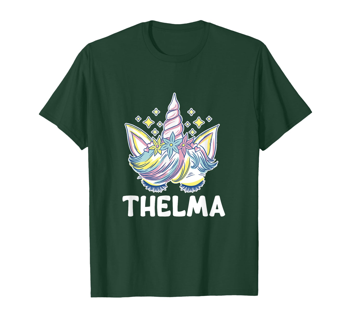 Cute Personalised Name Unicorn Crown Thelma T-Shirt