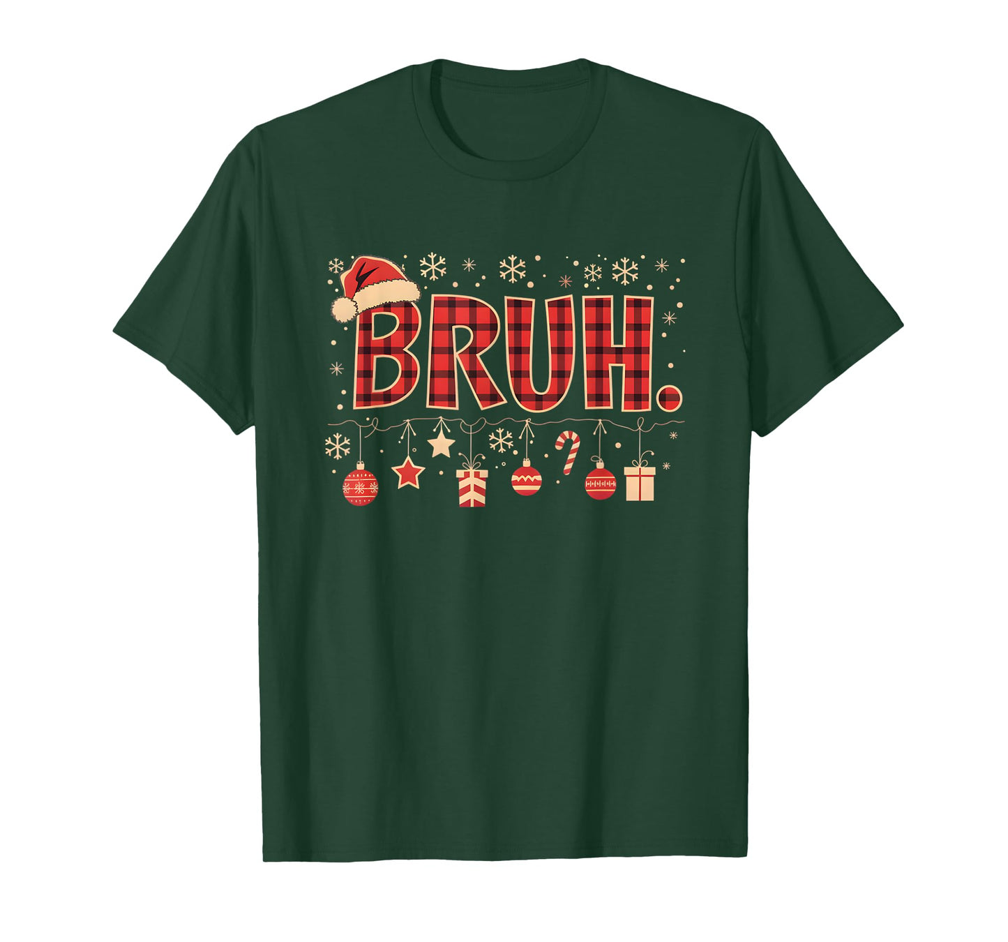 Bruh Funny Christmas Red Plaid Boys Kids Xmas Pajamas Gifts T-Shirt