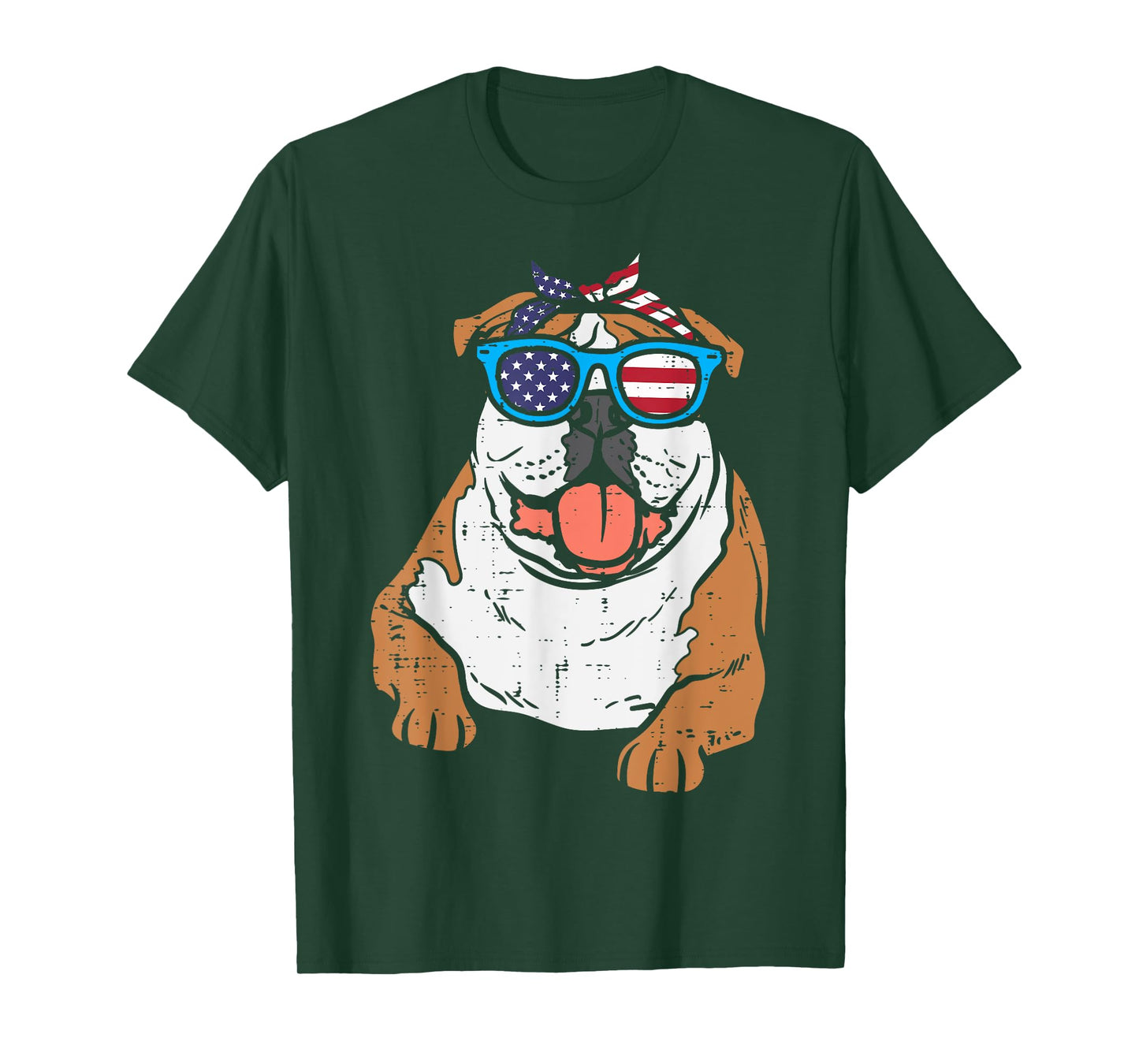 Bandana English Bulldog American USA 4th Of July Fourth Dog T-Shirt for Women Kids Men