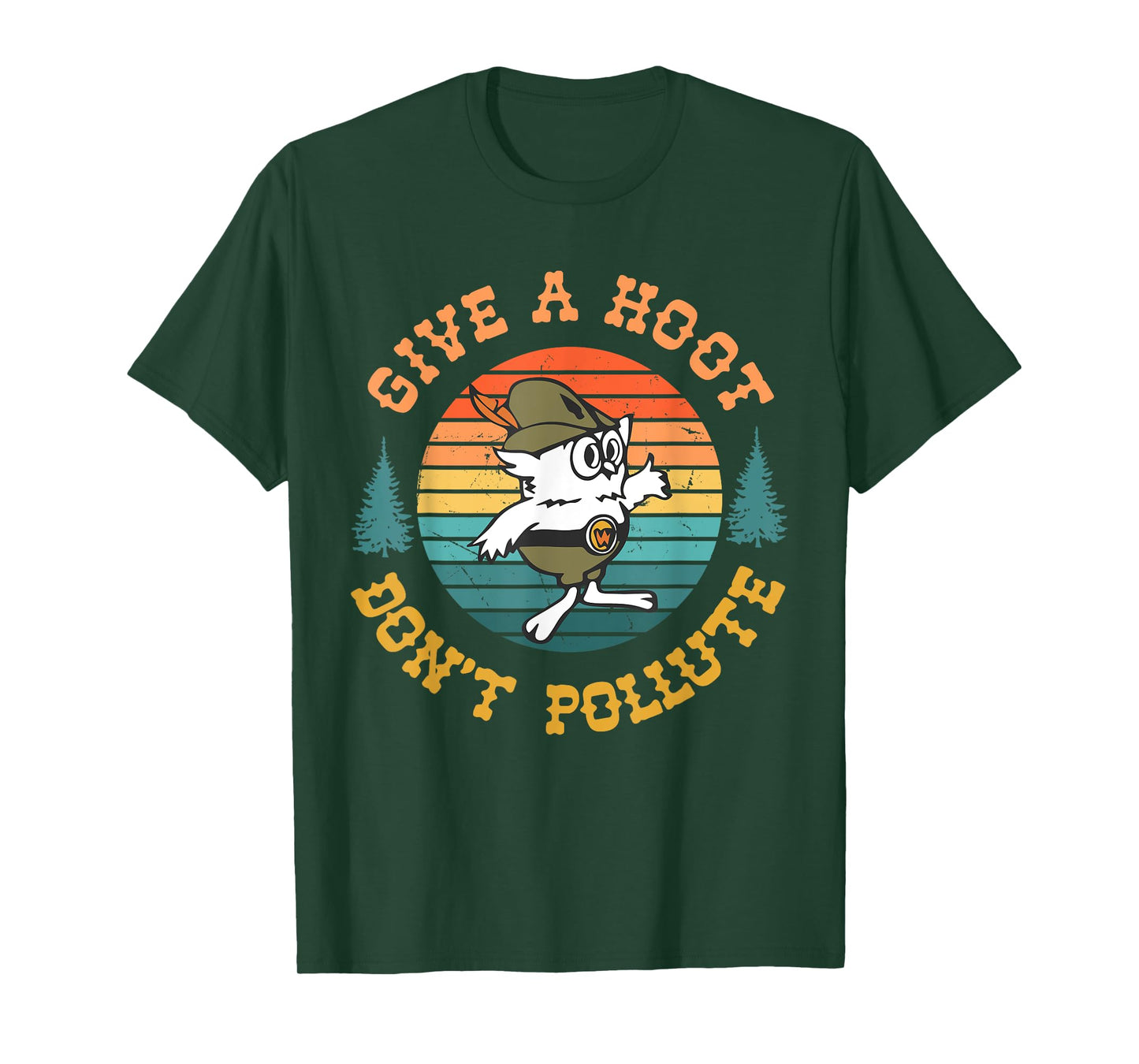 Give A Hoot Don't Pollute Funny T-Shirt, Small, Black