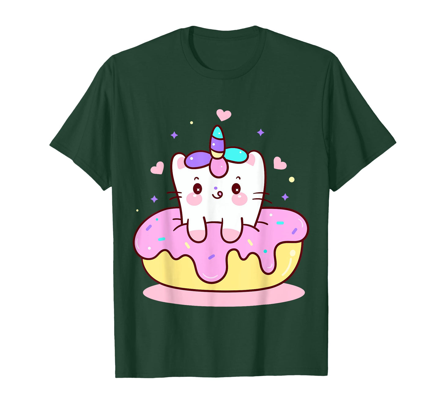 Unicorn Kitty Cat Kitten on Donut Girl Boy Kids Youth Child T-Shirt