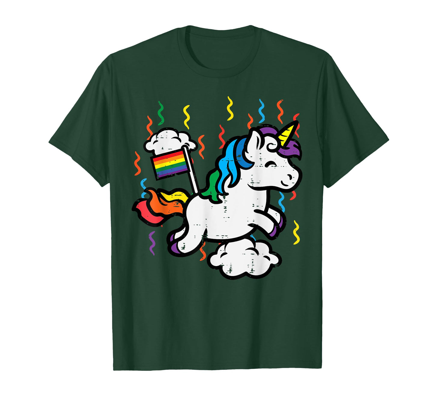 Gay Pride Unicorn Rainbow Flag Clouds Lgbtq Ally Men Women T-Shirt