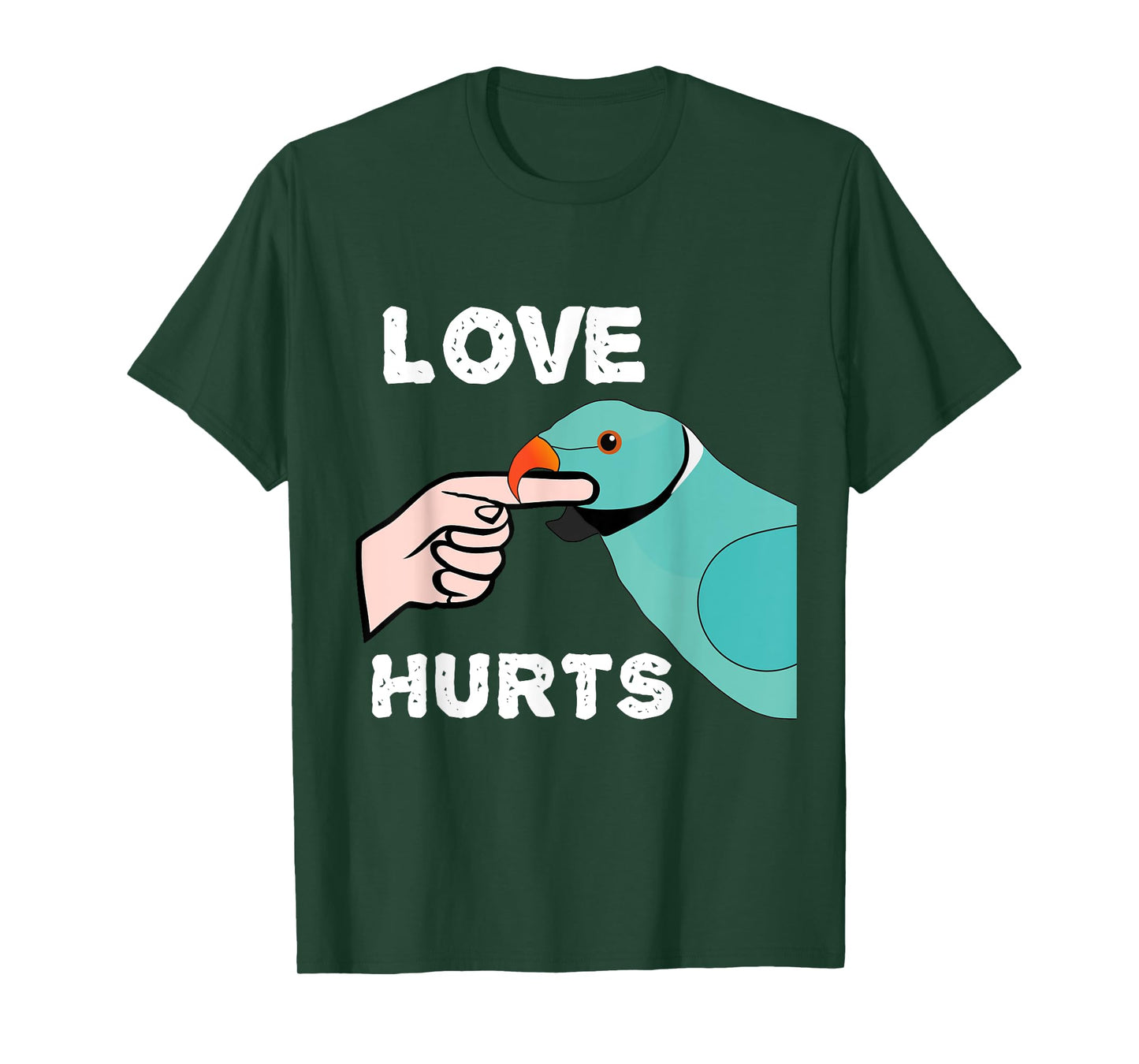 Love Hurts Blue Indian Ringneck Parrot T-Shirt