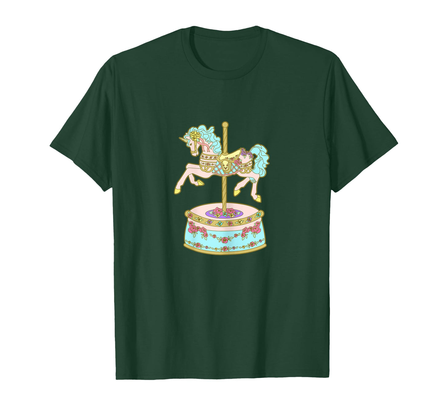 Carousel Unicorn Pink Turquoise T-Shirt