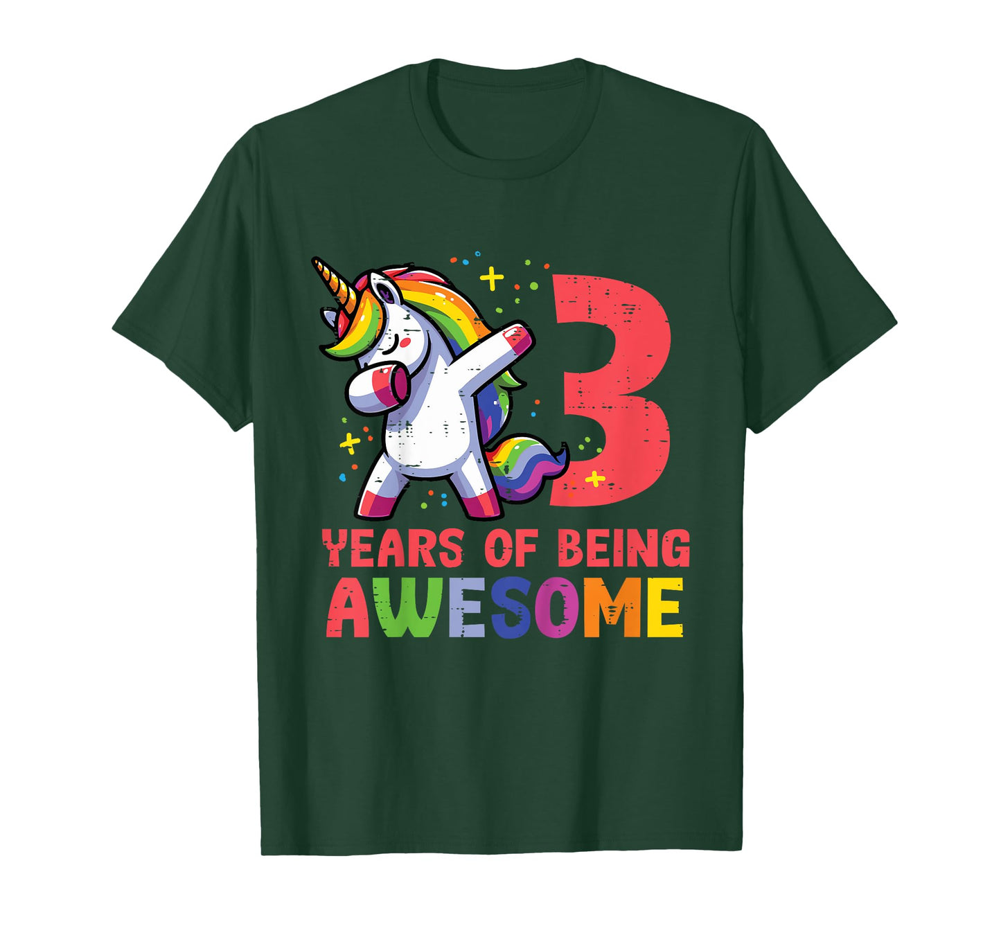 3 Years Of Being Awesome Unicorn Dab 3rd Birthday Girls Kids T-Shirt