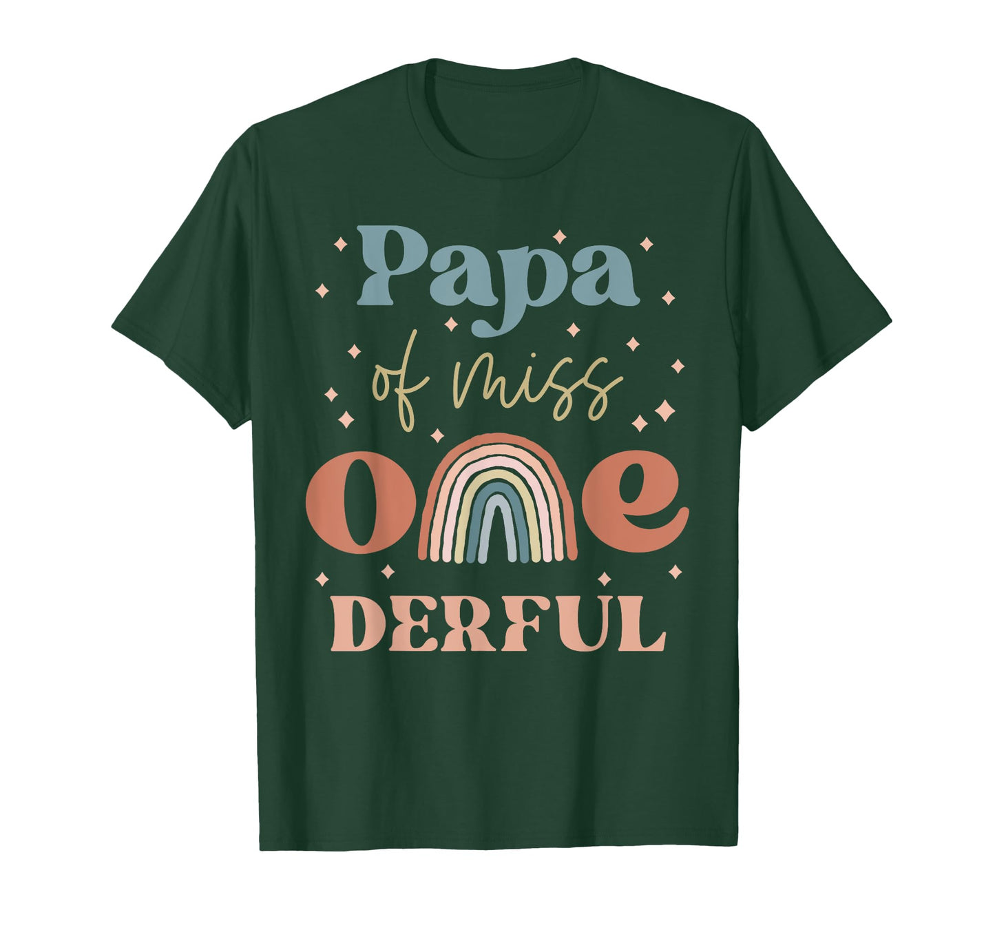 Papa of Miss Onederful Boho Rainbow Daughter First Birthday T-Shirt