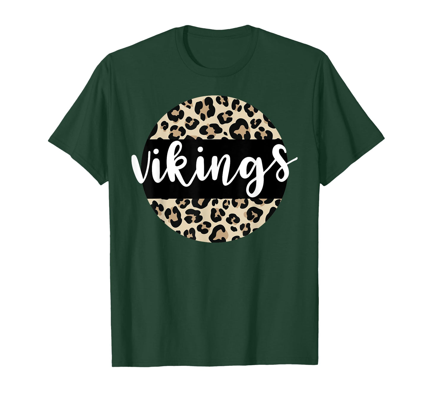 Leopard Print Vikings Team Mascot School Spirit Game Night T-Shirt