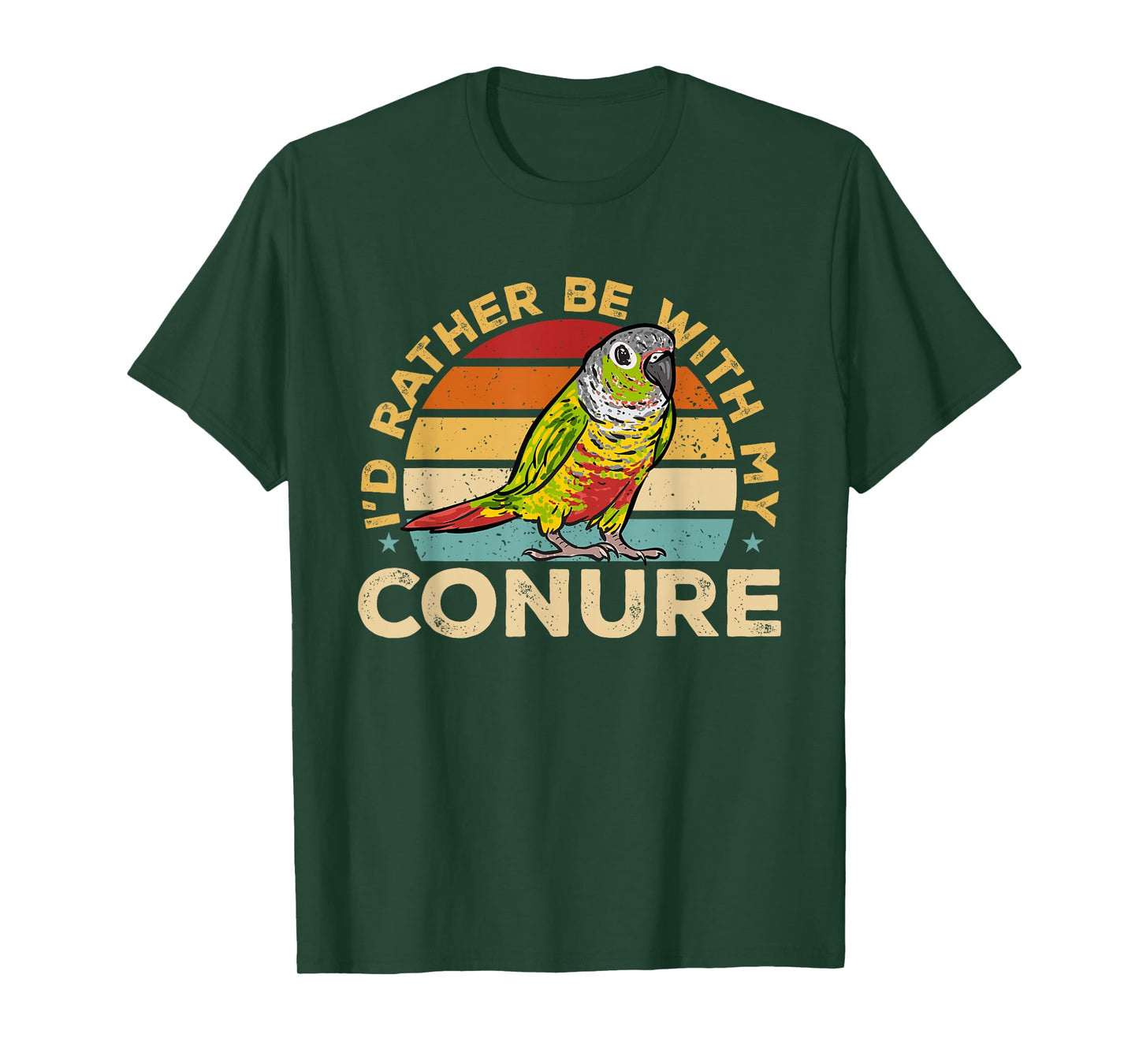 Green Cheek Conure Retro I'd Rather Be With My Conure T-Shirt