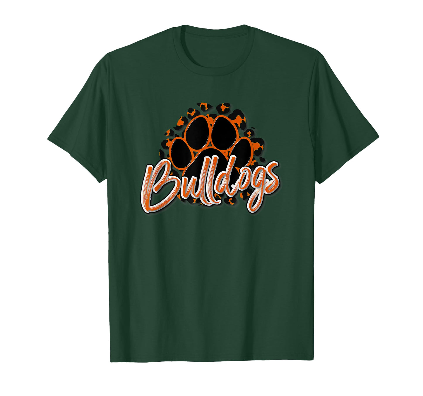 Bulldogs Orange Black Cheetah School Sports Fan Team Spirit T-Shirt