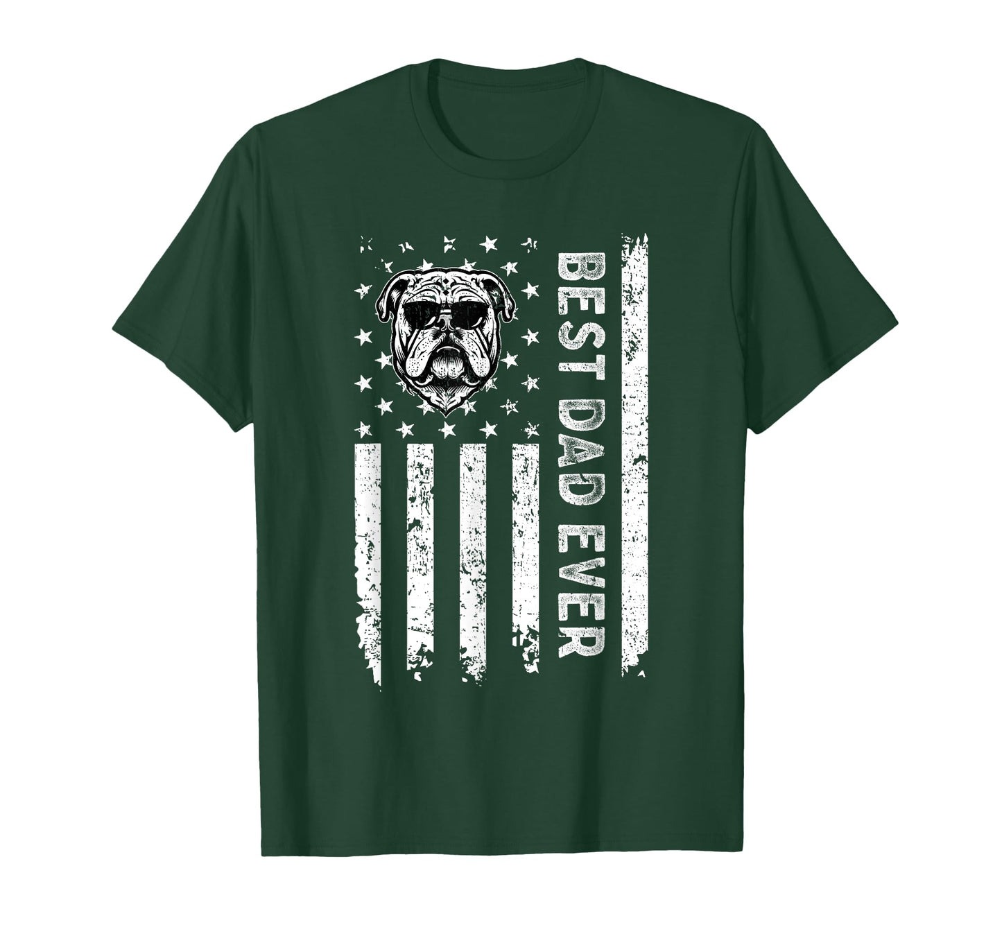 Best English Bulldog Dog Dad Ever Fathers Day USA Flag Men Women Kids T-Shirt