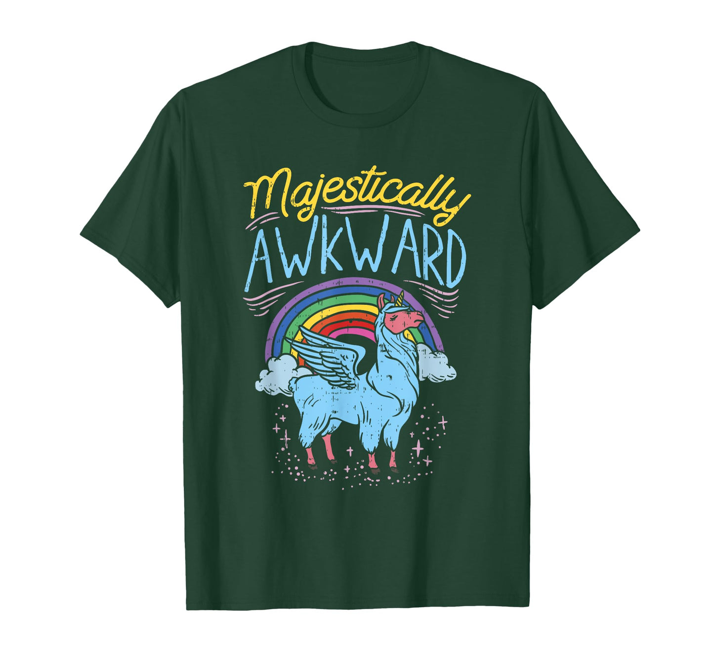 Majestically Awkward Funny Llamacorn Llama Unicorn Rainbow T-Shirt