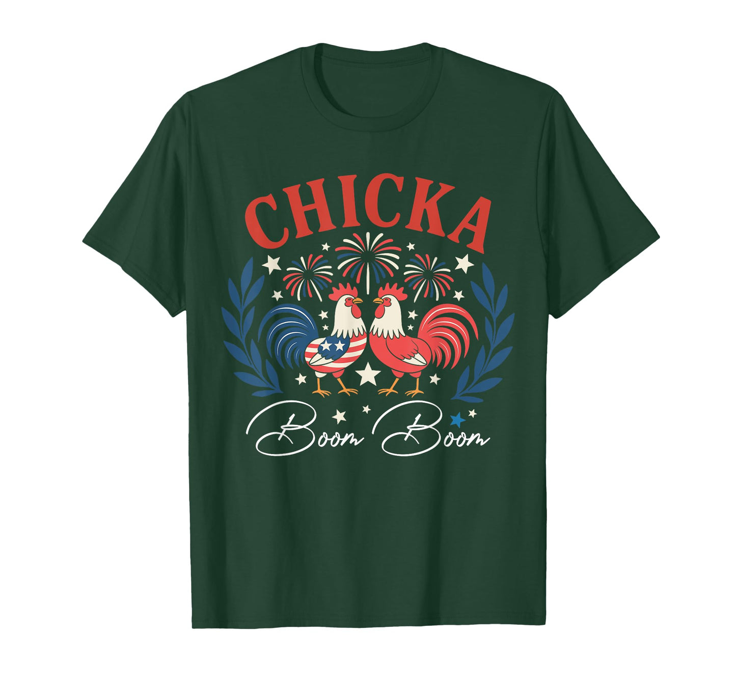 Chicka Boom Boom Cute Chicken Retro 4th of July America T-Shirt