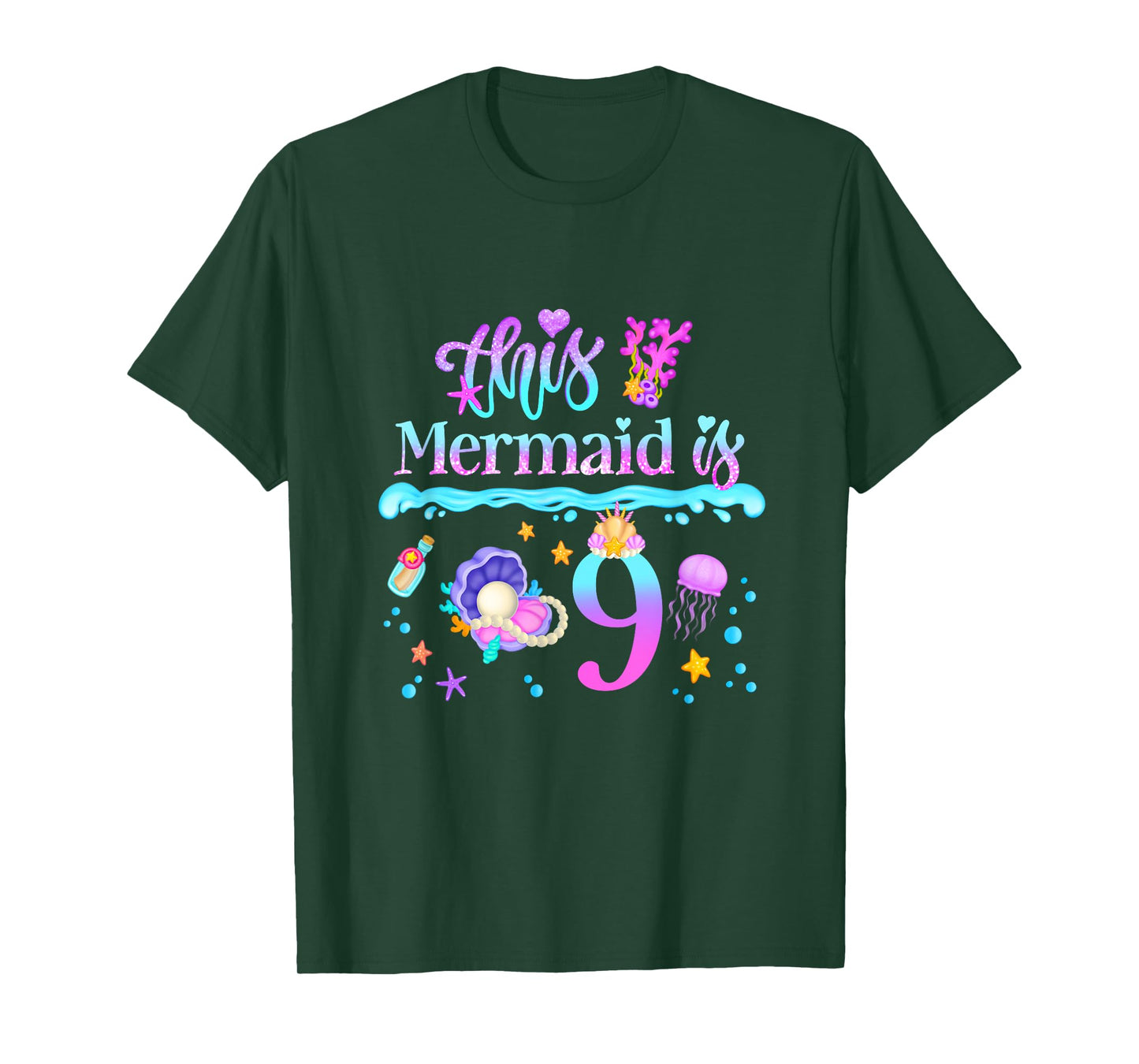 This Mermaid is 9 Years Old 9th Girls Birthday Party Kids T-Shirt