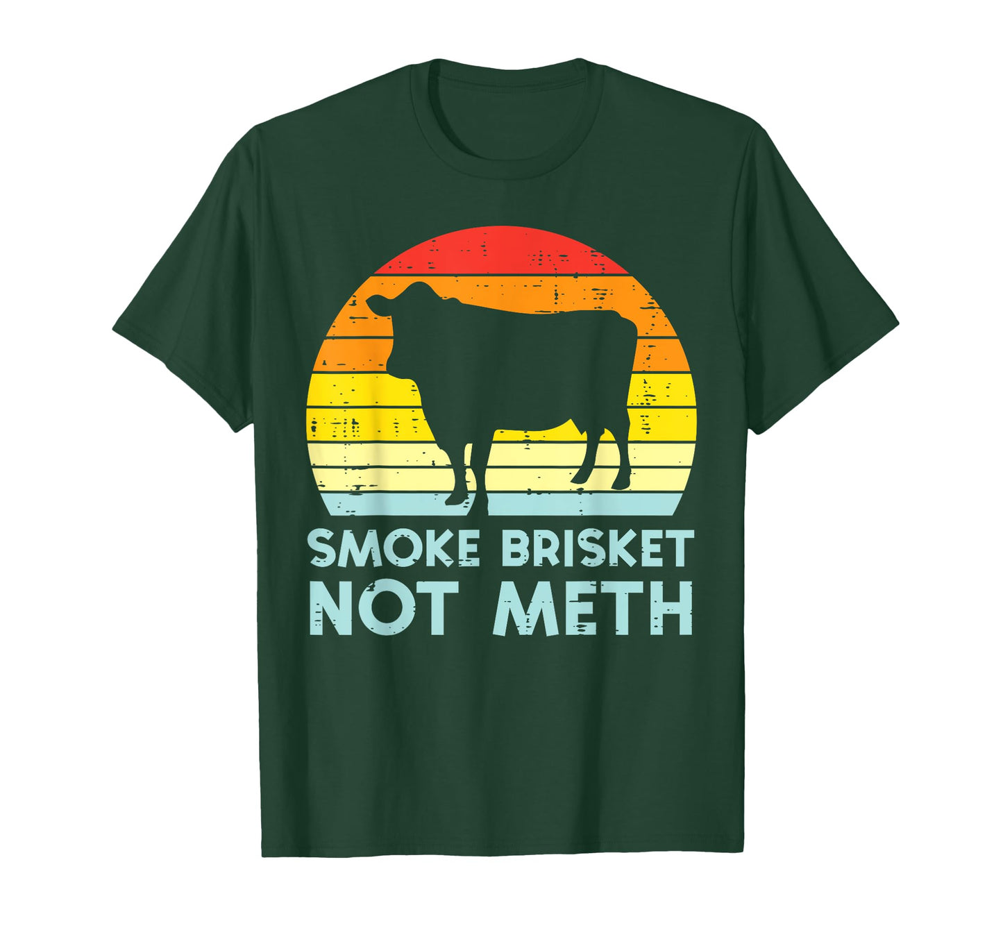 Grill Brisket Beef Sunset Retro Bbq Barbecue Grill Women Men T-Shirt