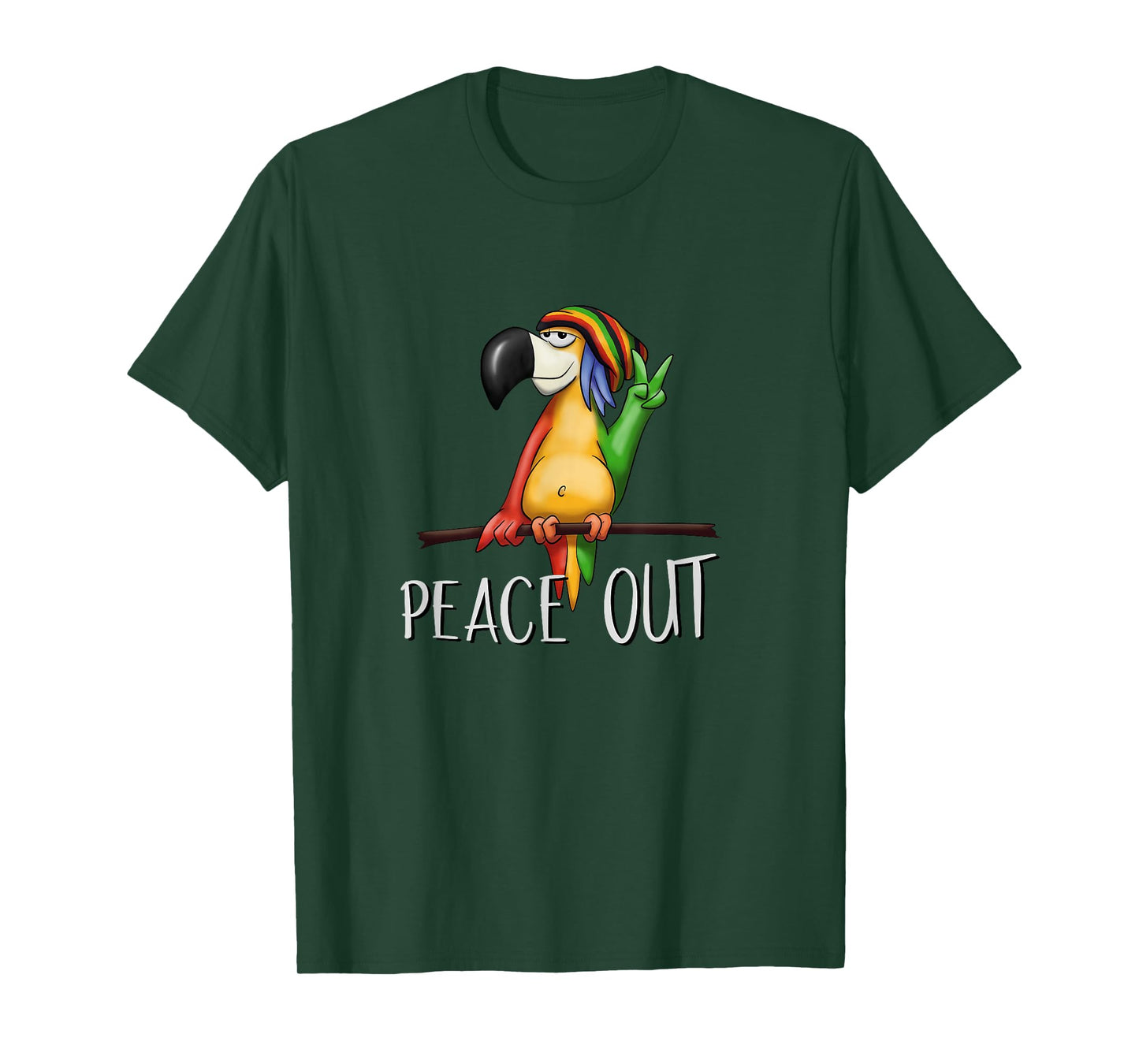 Cool Cartoon Rasta Bird Chilling Reggae Parrot Peace Out T-Shirt