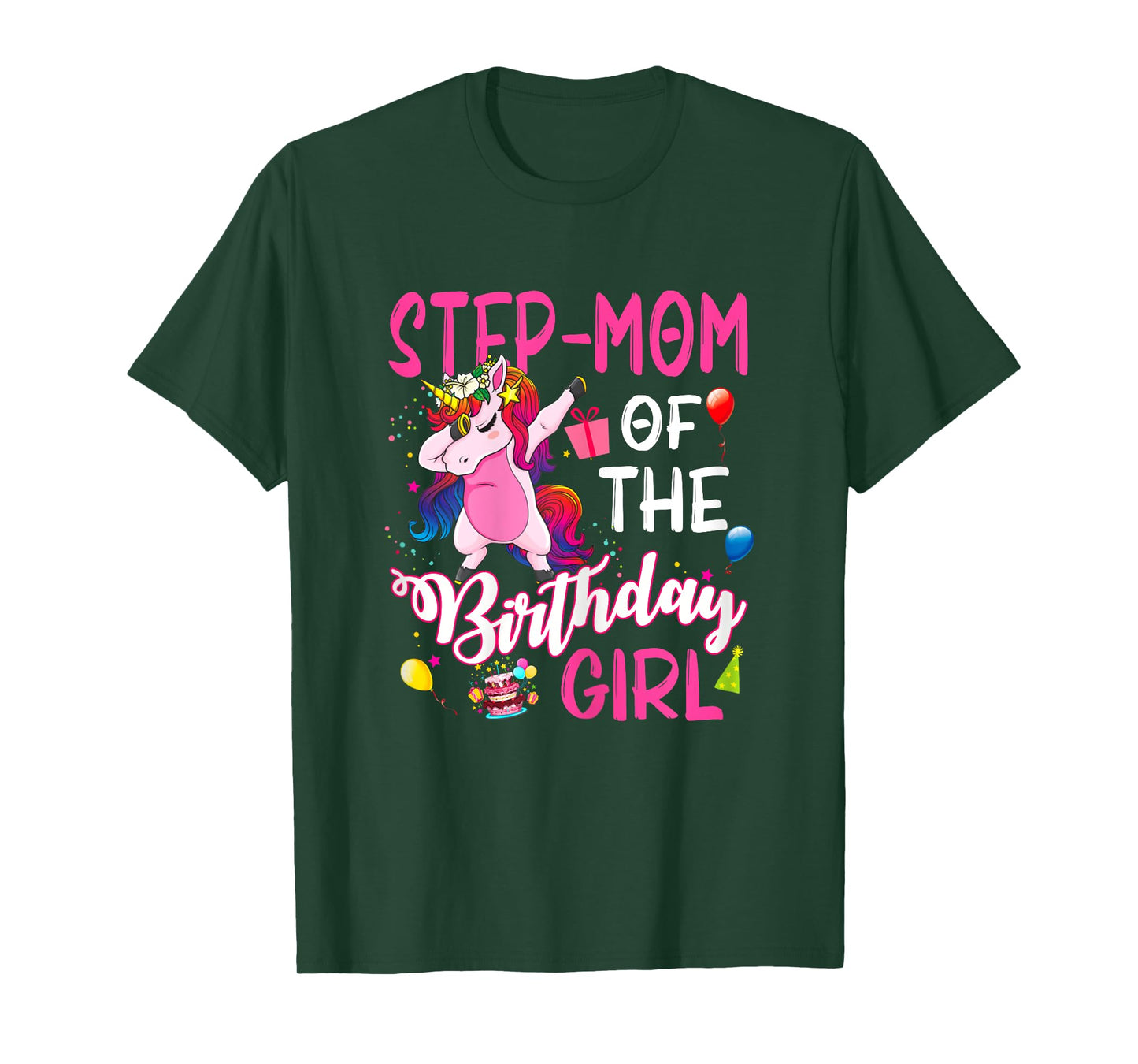 Step-Mom Of The Birthday Girl Unicorn Birthday T-Shirt