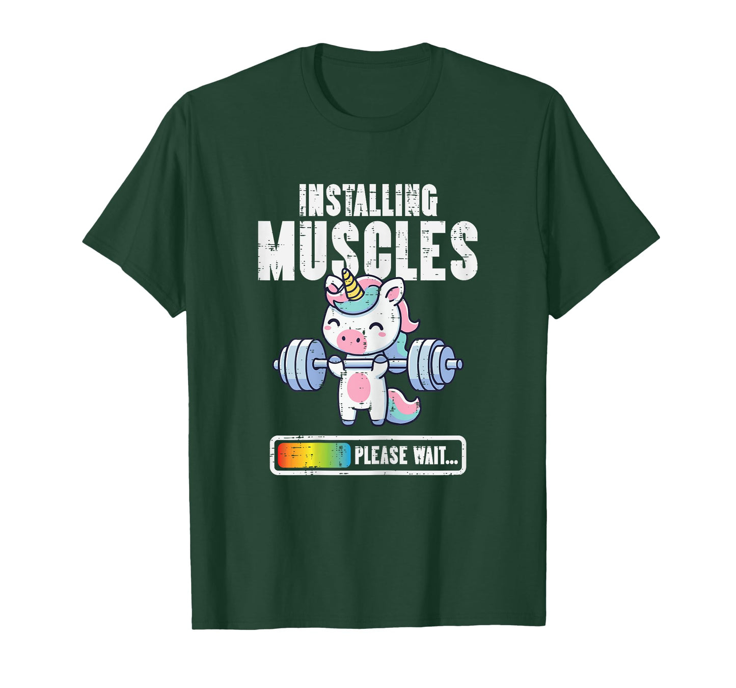 Gym Unicorn Installing Muscles Funny Workout Women Girls Kid T-Shirt
