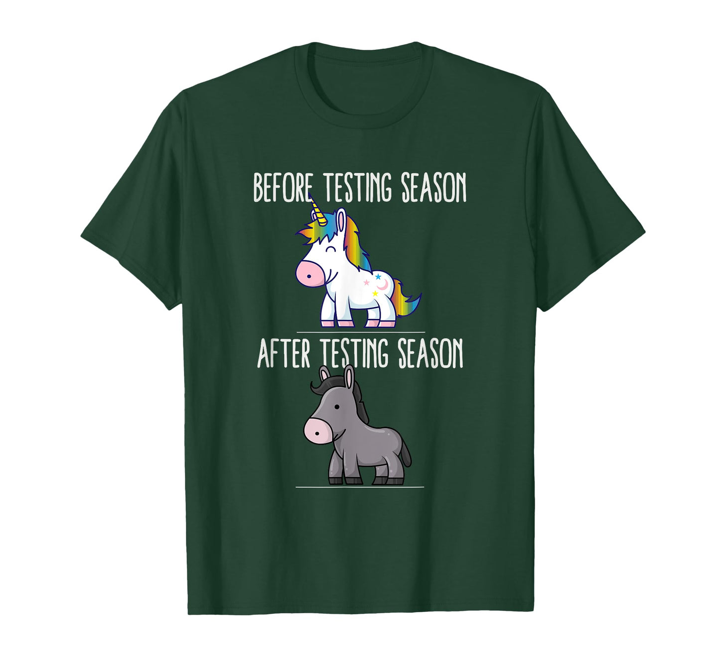 Before After Testing Season Is My Cardio Teacher Unicorn T-Shirt